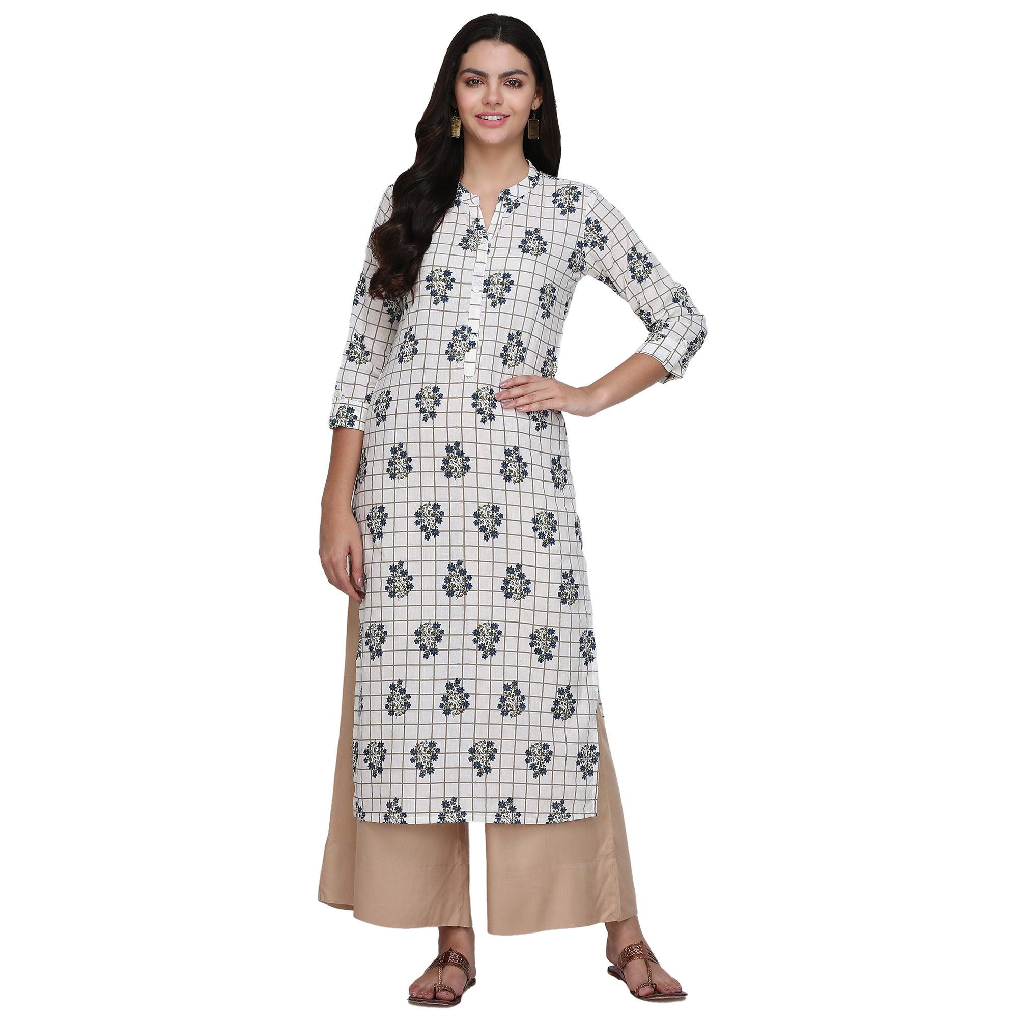 Peachmode Seller Demanding White Colored Casual Printed Cotton Kurti