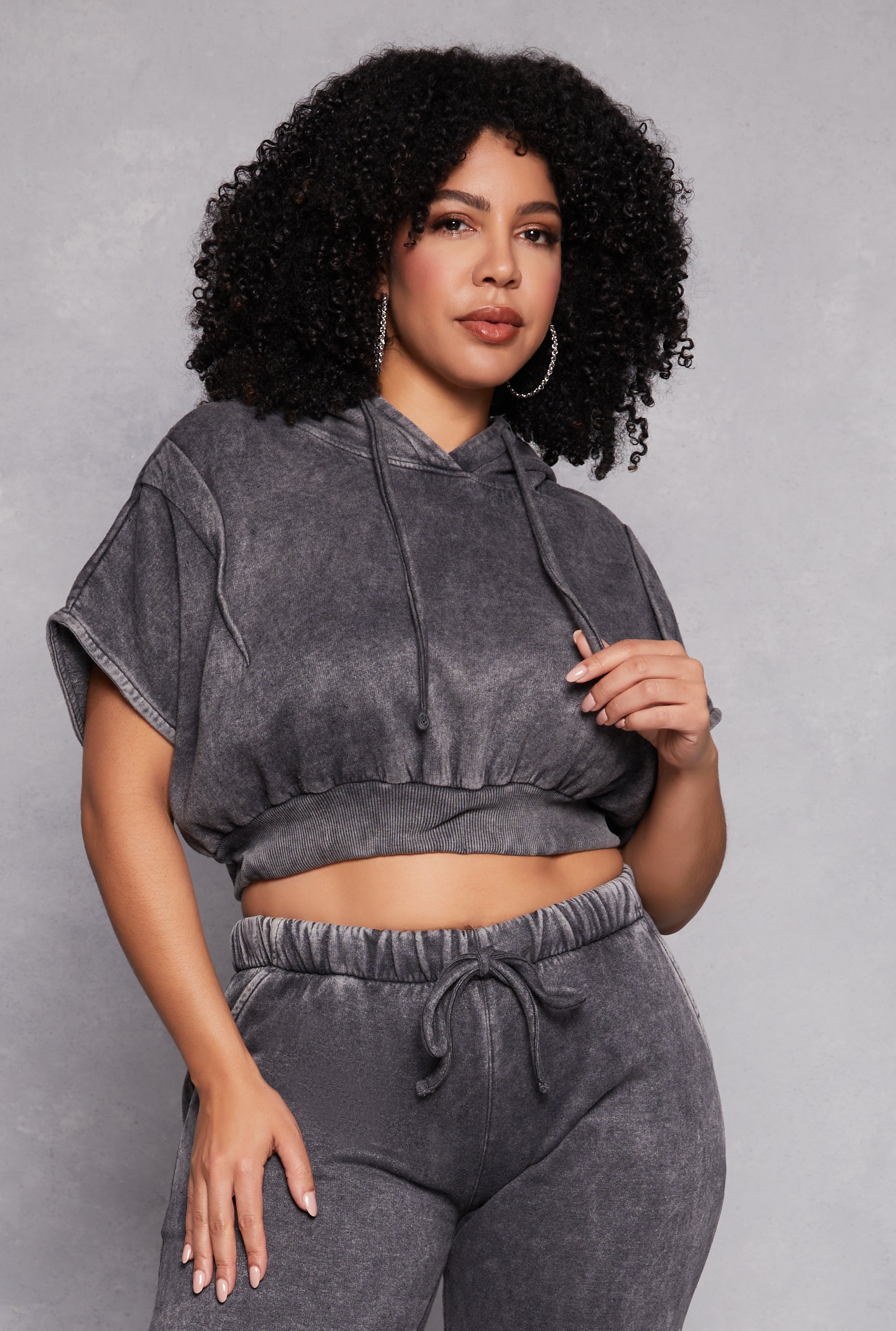 Rainbow Shops Plus Size Acid Wash Pullover Hoodie