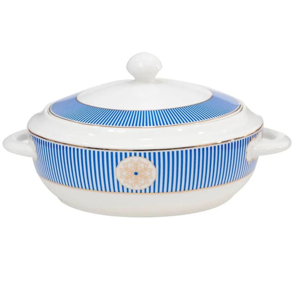 Clay Craft Urmi Noir Blue Dinner Set | Premium 22K Liquid Gold | Set of 40 Pcs - view 4