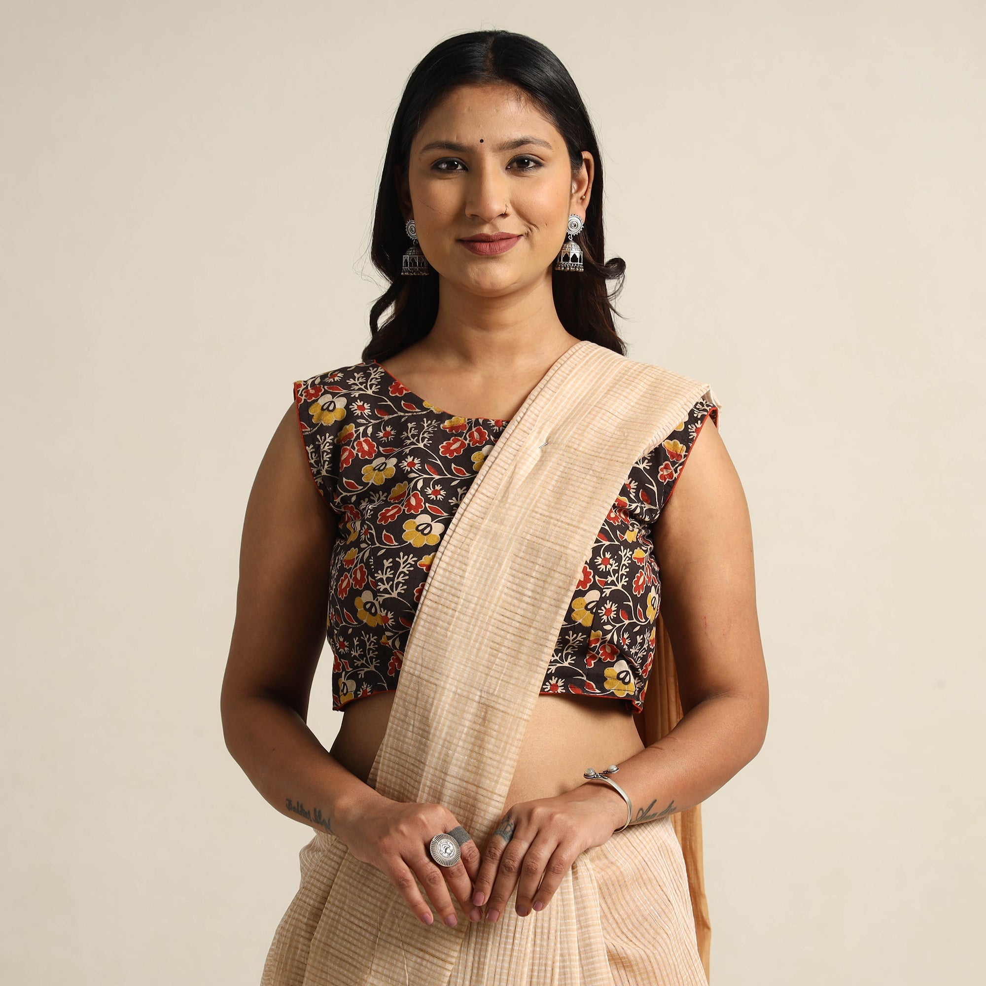 ITOKRI CASUALS Black - Kalamkari Printed Cotton Stitched Blouse 03