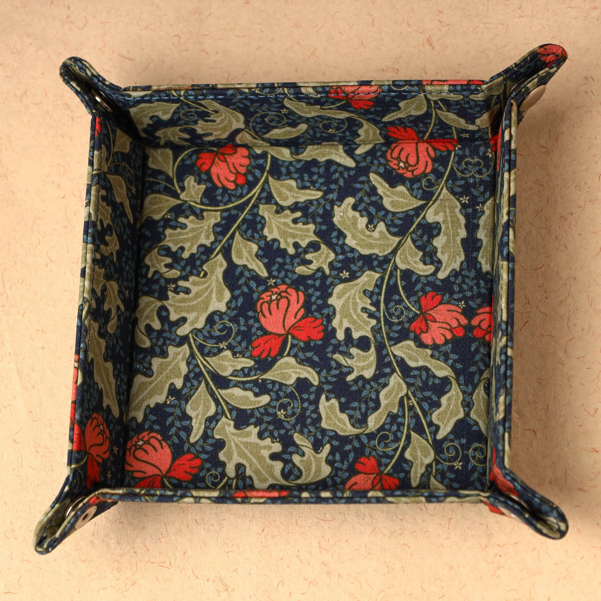 SUKRITI INPRINT Blue - Floral Printed Handcrafted Basket / Valet Tray (6 x 6 in) 34 - view 2