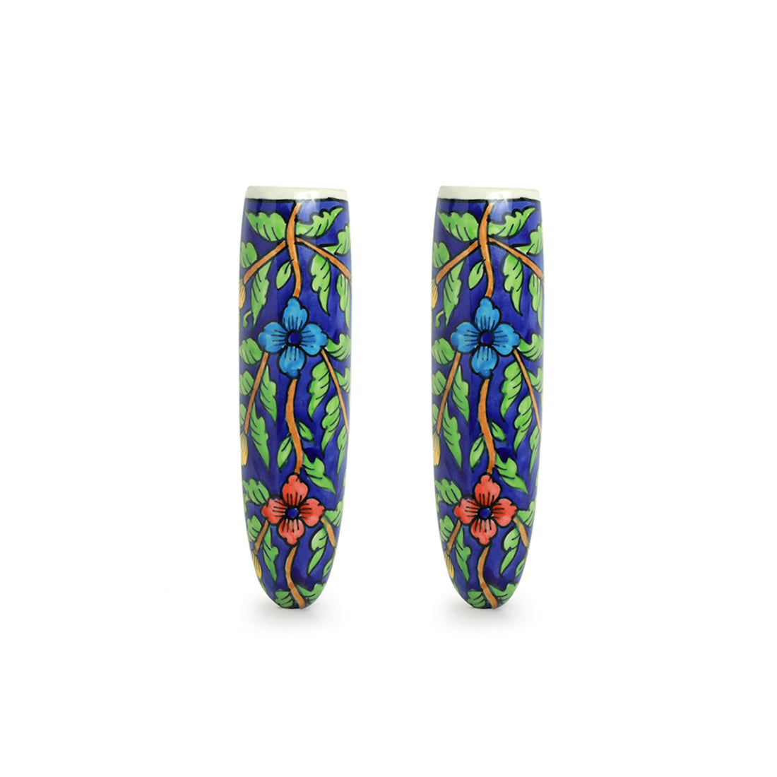 EXCLUSIVELANE 'Blooming Blossoms' Handpainted Wall Planter Pots In Ceramic (Set of 2) - view 2