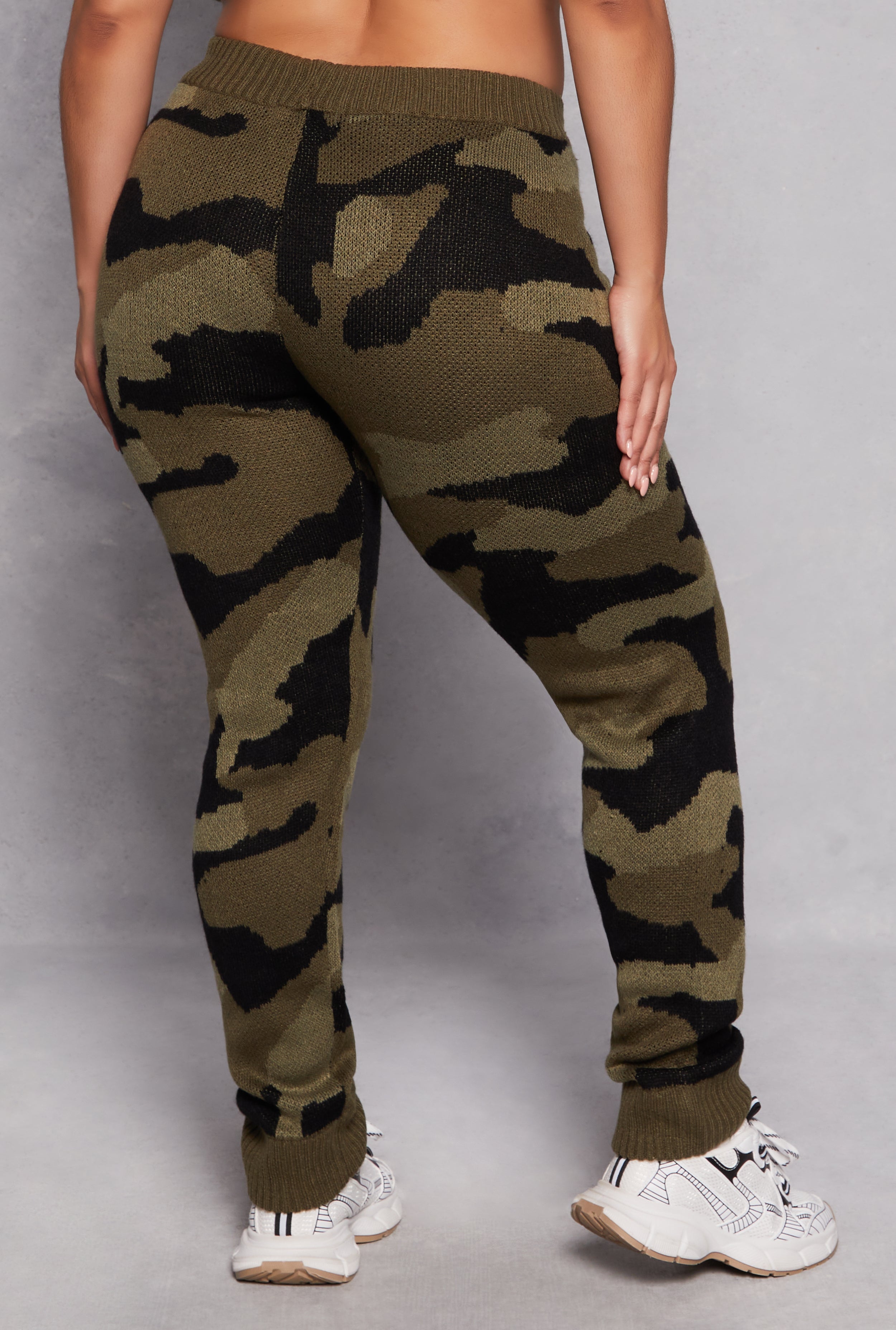 Rainbow Shops Plus Size Camo Knit Joggers – Women's - view 3