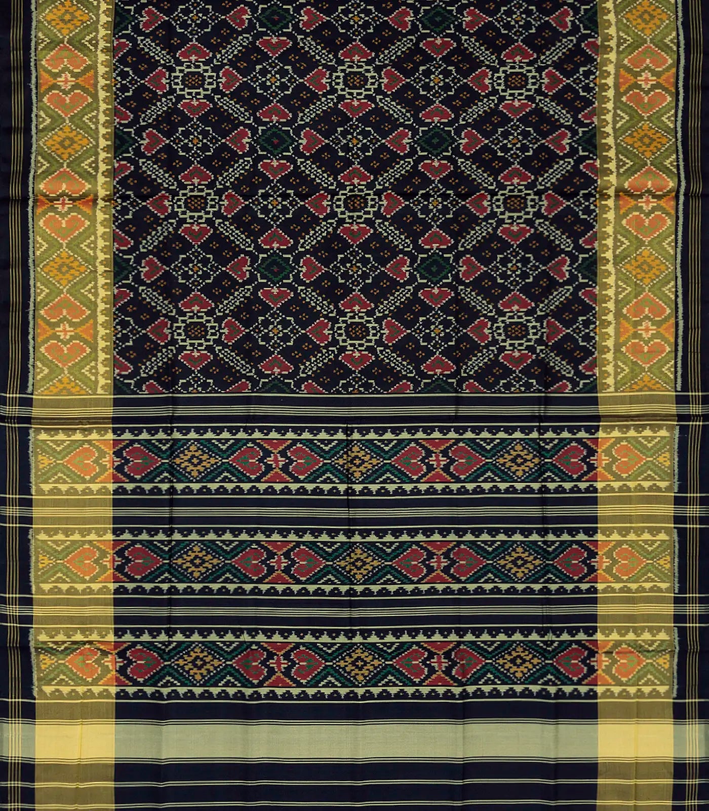 RmKV Midnight Blue Handloom Ikat Silk Saree With Floral Motifs-Midnight Blue - view 2