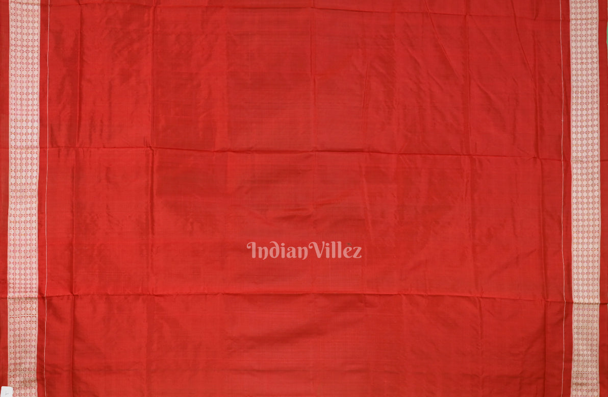 IndianVillèz Dark Green With Red Anchal Tribal Theme Sambalpuri Silk Saree - view 5