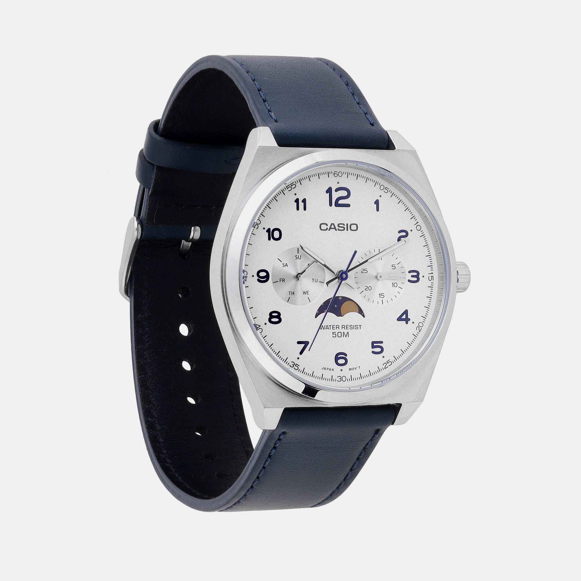 Casio Enticer Men Quartz White Dial Chronograph Leather Watch A2178 - view 3