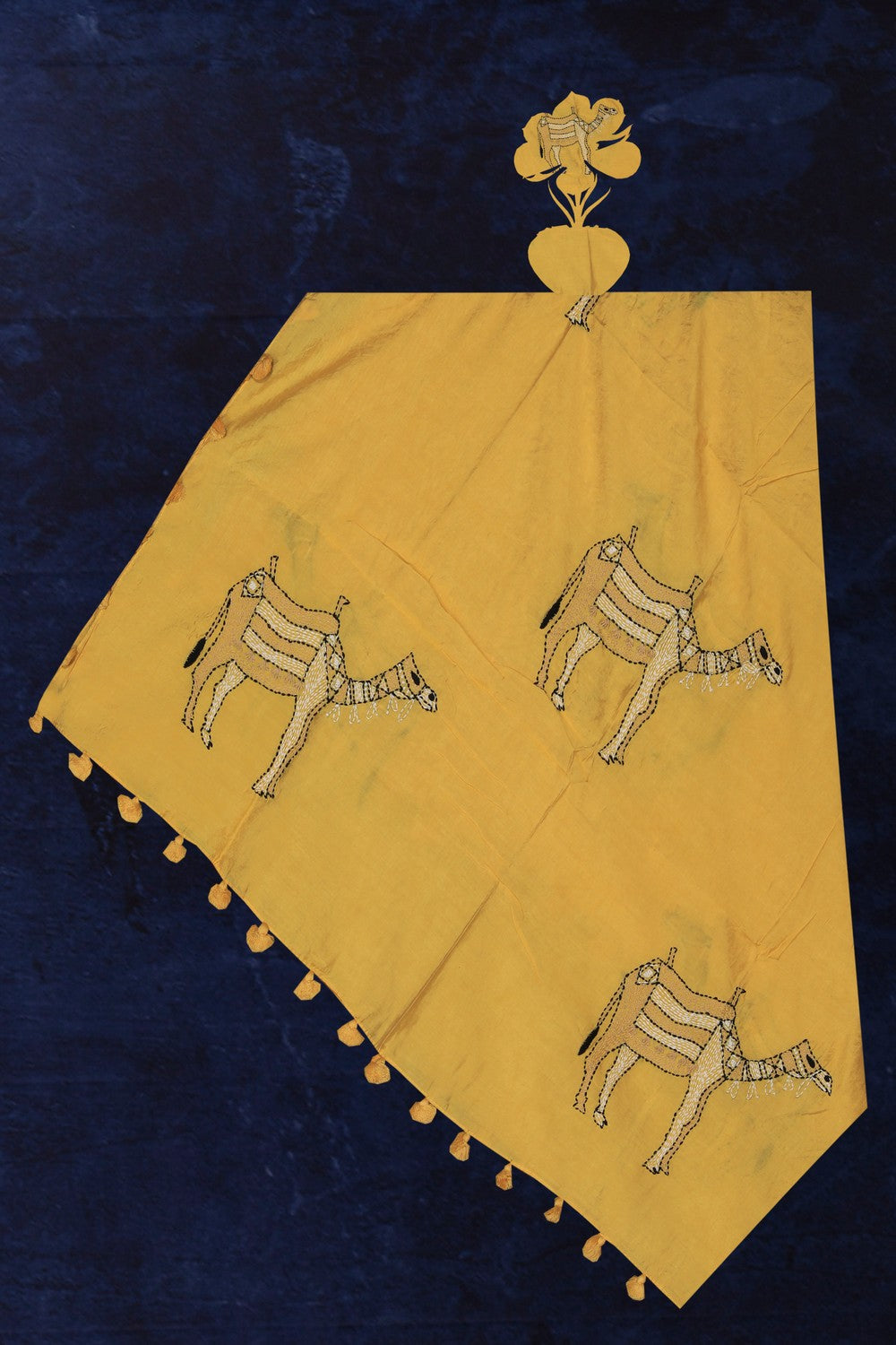 Kalanjali Jaipur Cotton Yellow Dupatta