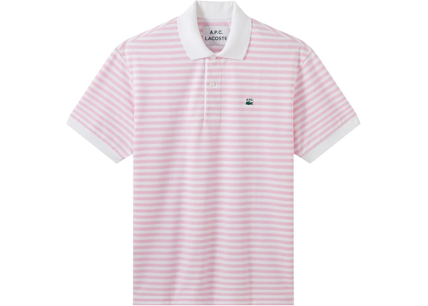 P c x – A.P.C. x Lacoste Striped Polo Shirt Pink