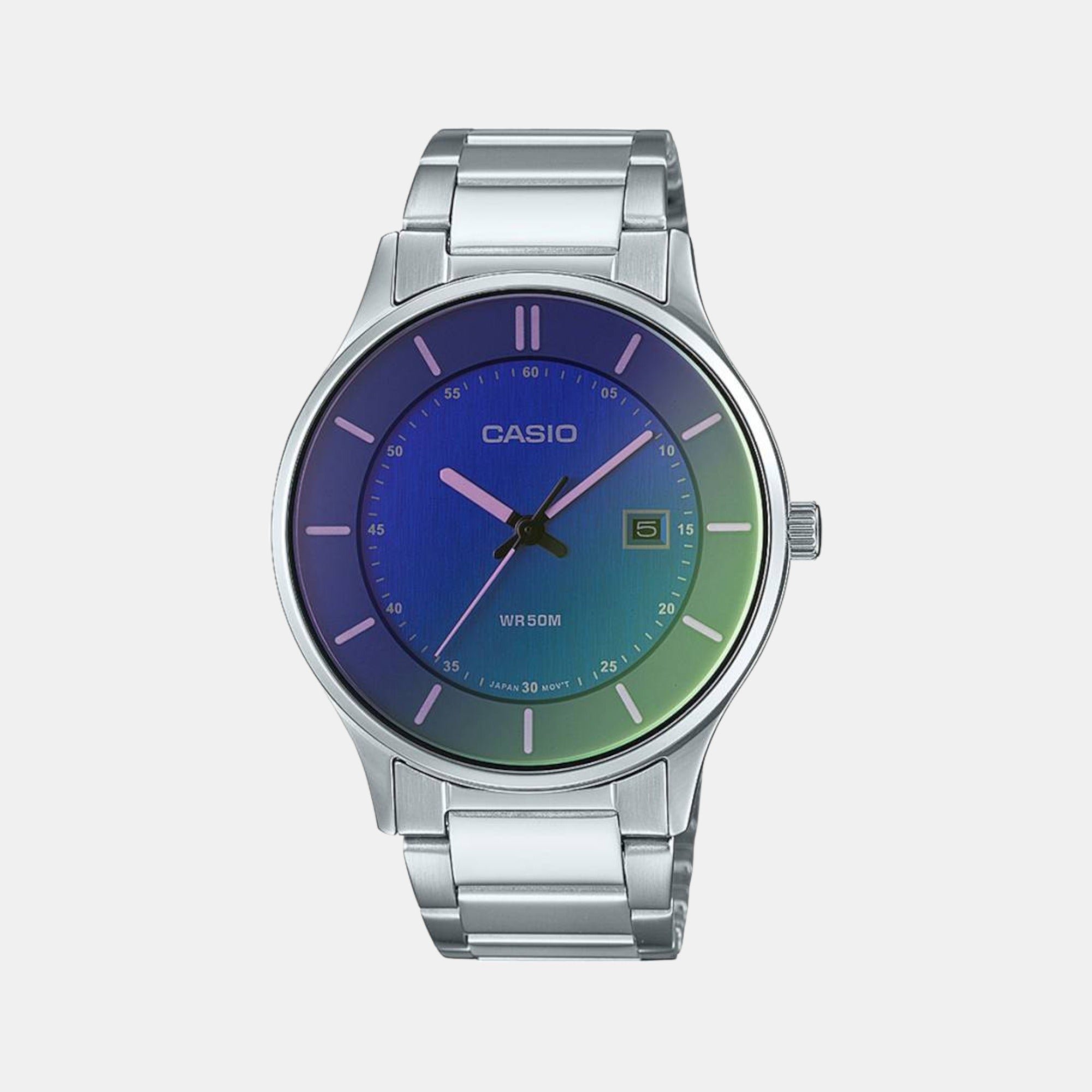 Casio Enticer Men Quartz Blue Dial Analog Stainless Steel Watch A2110