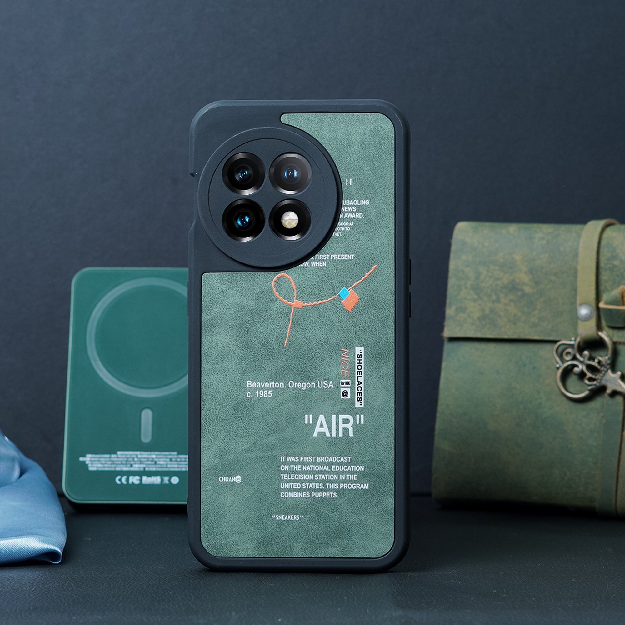 OnePlus 11 Sneaker Label Leather Edge Case – Olive Green