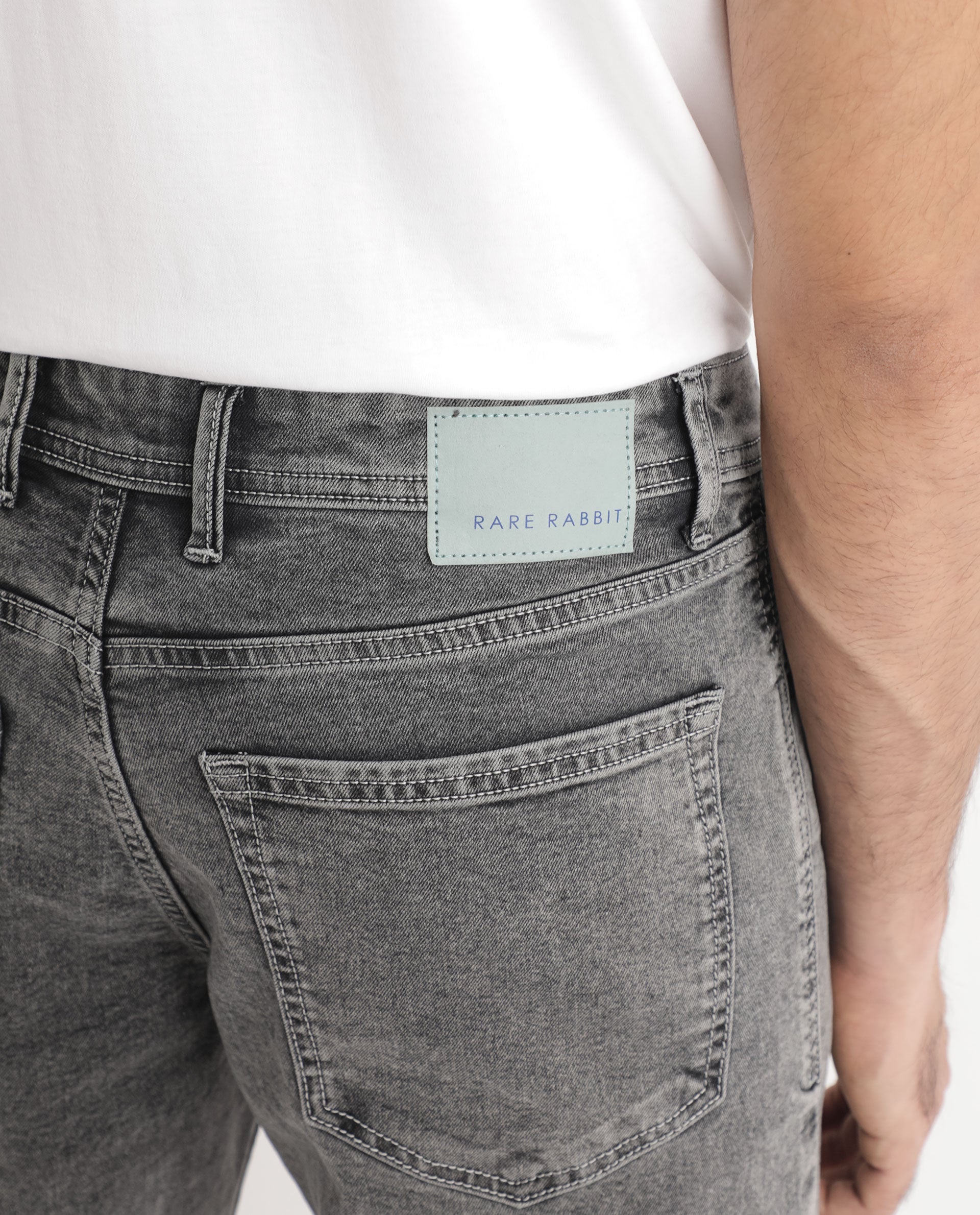 Rare Rabbit Men's Klune Light Grey Mid Wash Mid-Rise Regular Fit Jeans - view 9