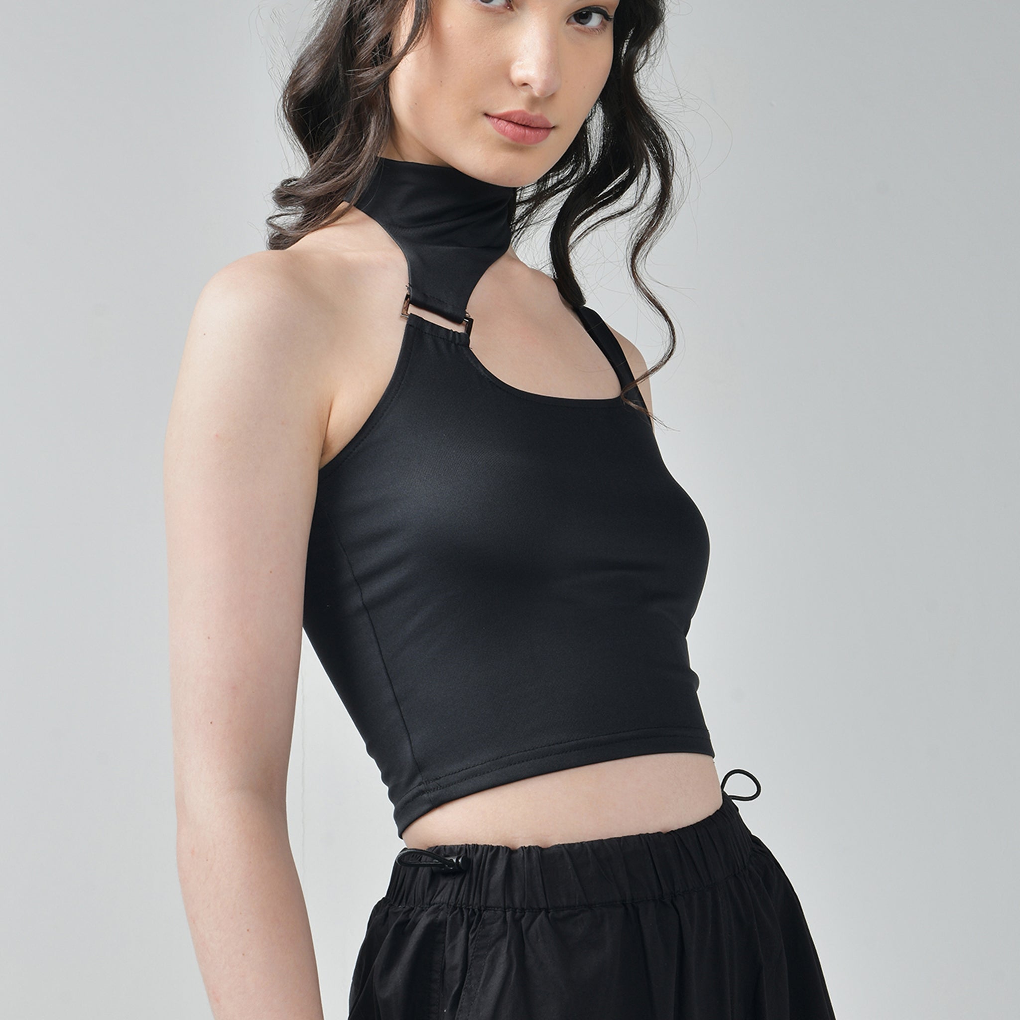 I Z F Black Buckle Top & Cargo Para Pants Black - view 6