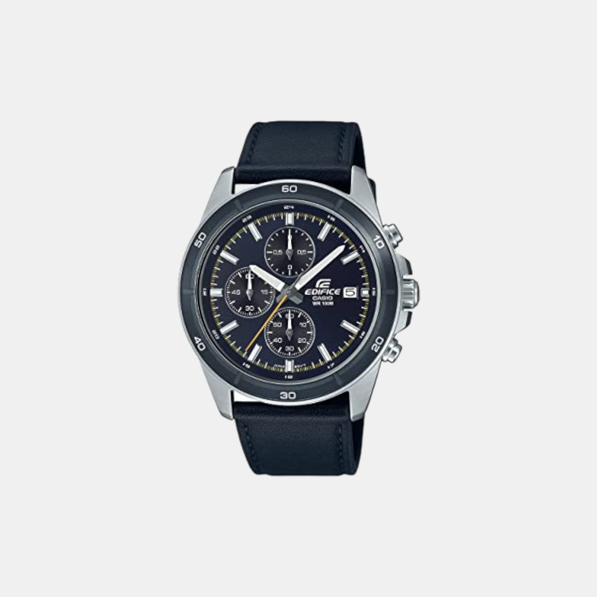 Casio Edifice Men Quartz Blue Dial Chronograph Leather Watch ED570