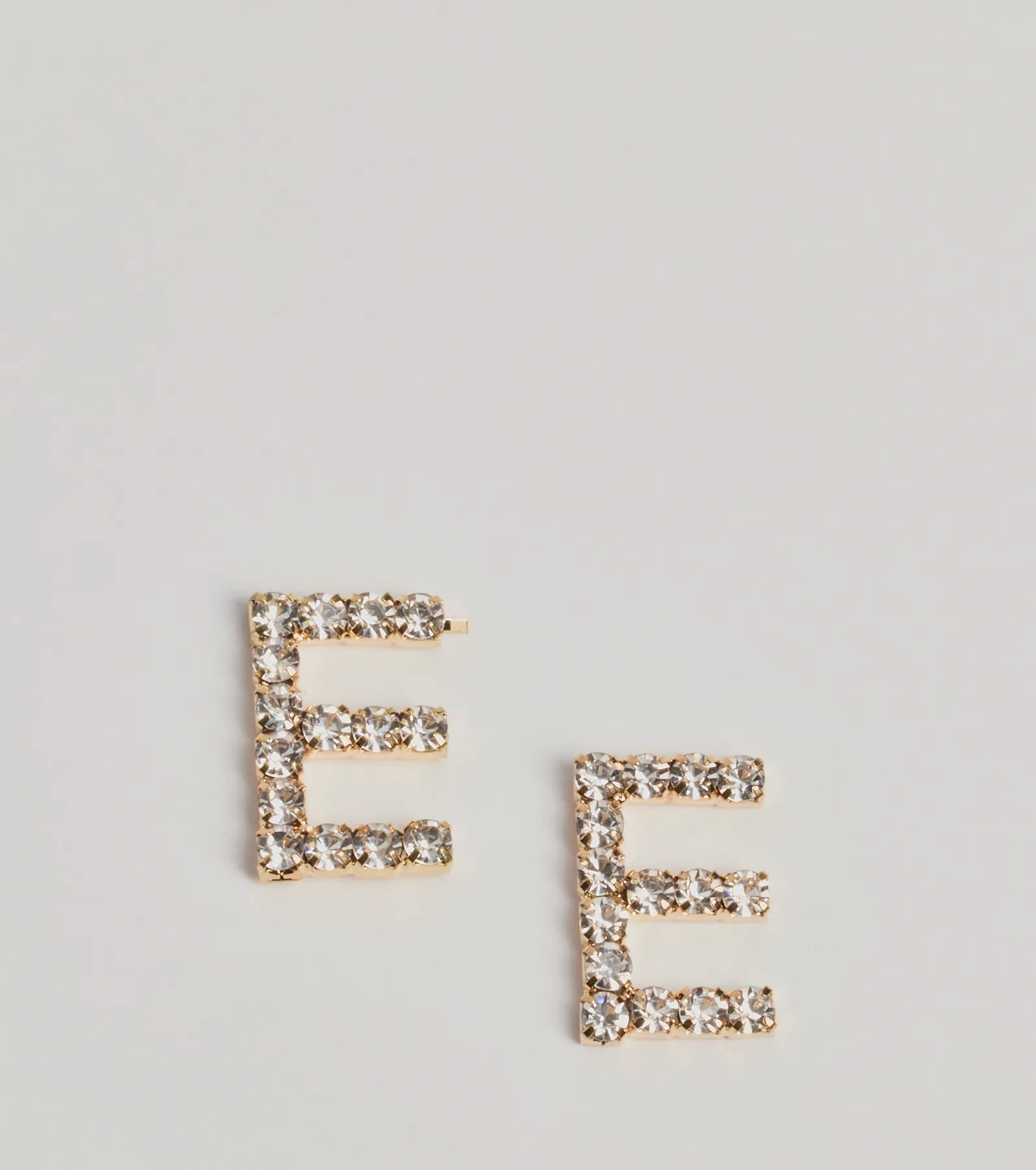 Windsor E Initial Rhinestone Stud Earrings – GOLD