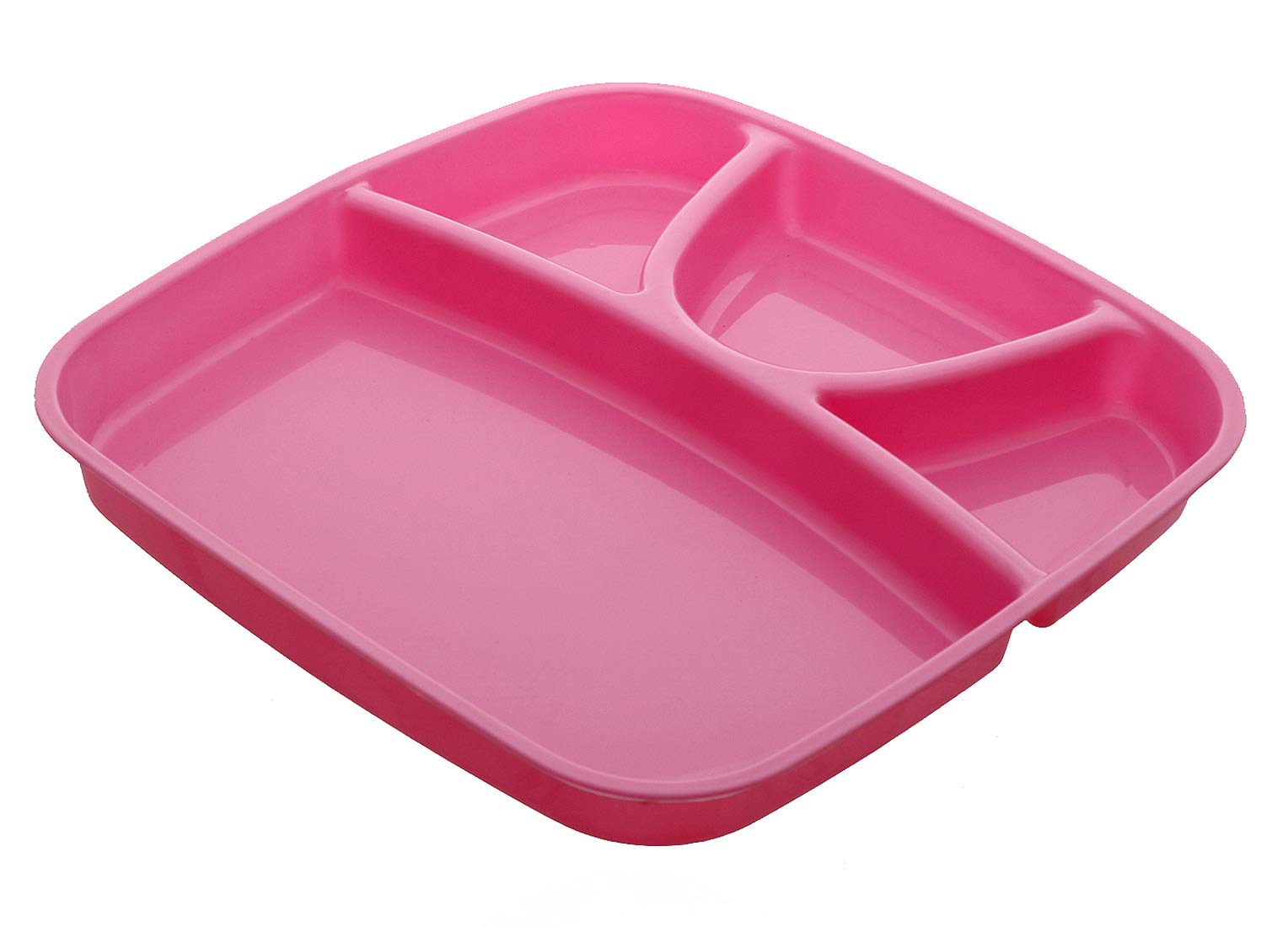 Kuber Industries 4 Pieces Microwave Safe Plastic Food Plate with Partitions (Pink & Yellow) - CTKTC37563,Standard - view 3