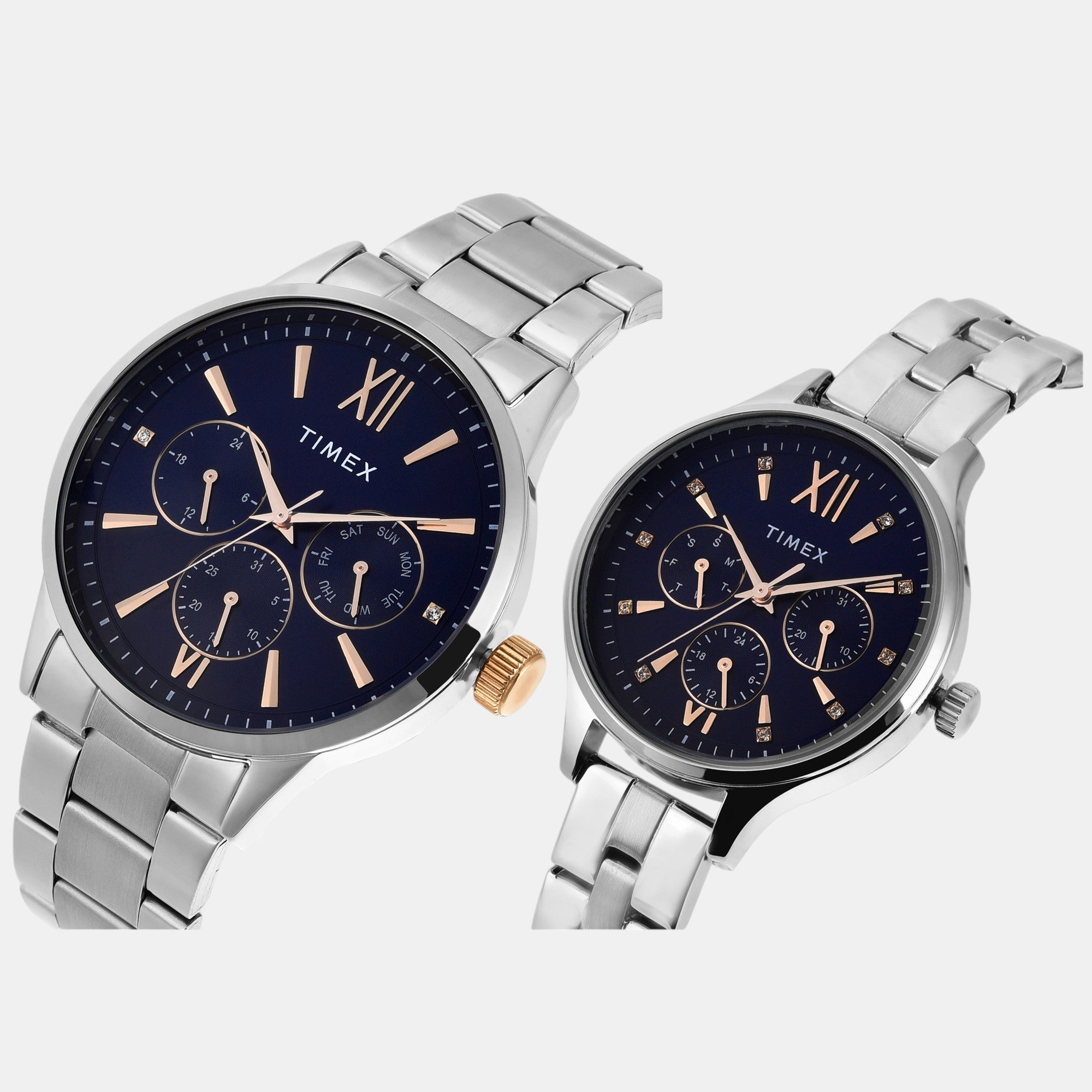 Timex Fashion Couple Quartz Blue Dial Multi-Function Stainless Steel Watch TW00PR305 - view 2