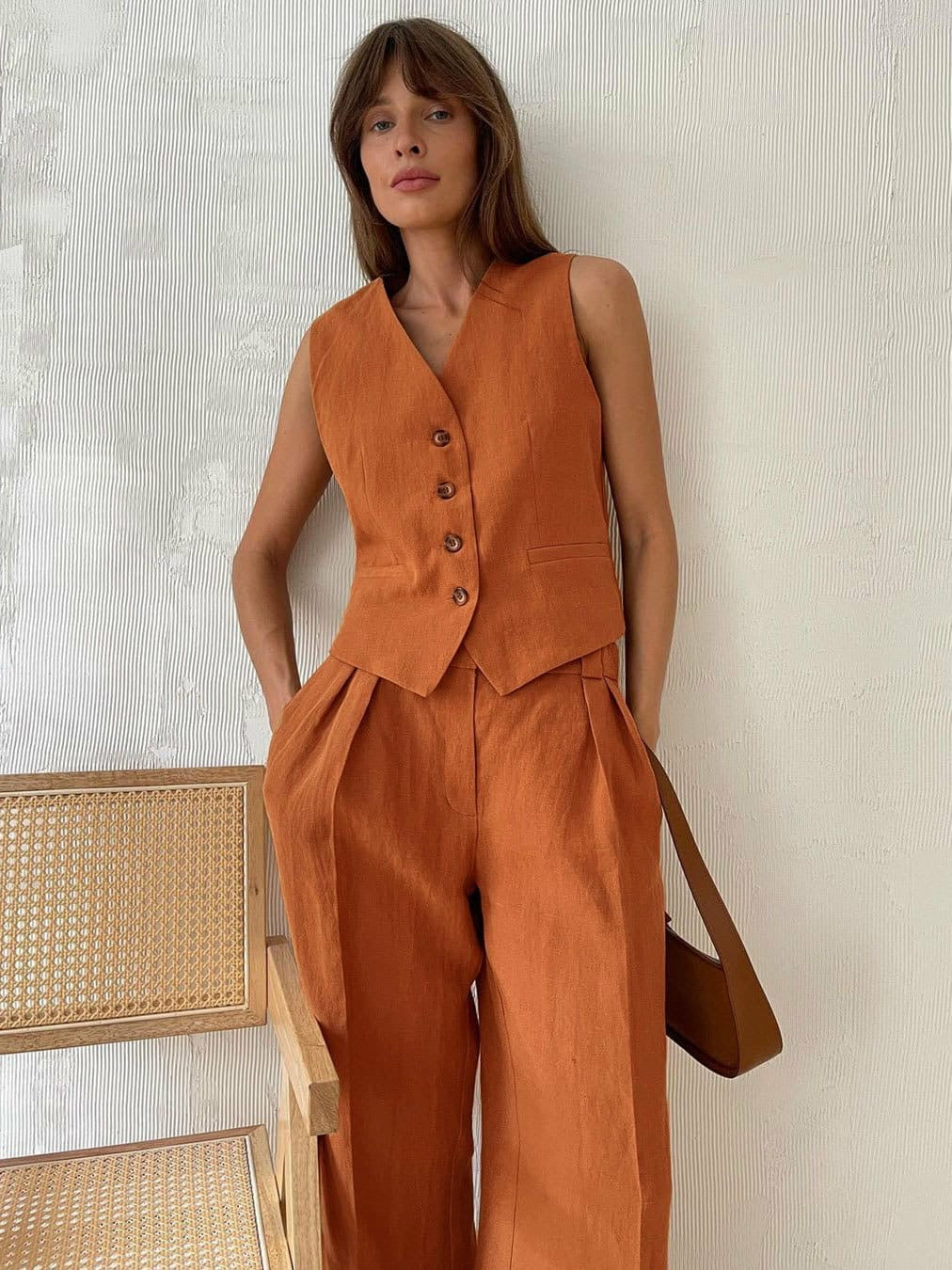 Alamode By Akanksha Hodor Statement Linen Vest Suit with Pants - view 13