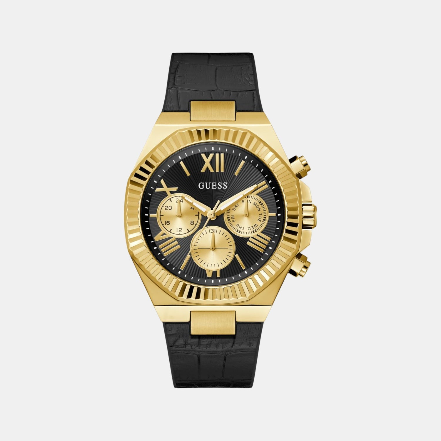 Guess Dress Men Quartz Black Dial Multi-Function Silicone Watch GW0791G3