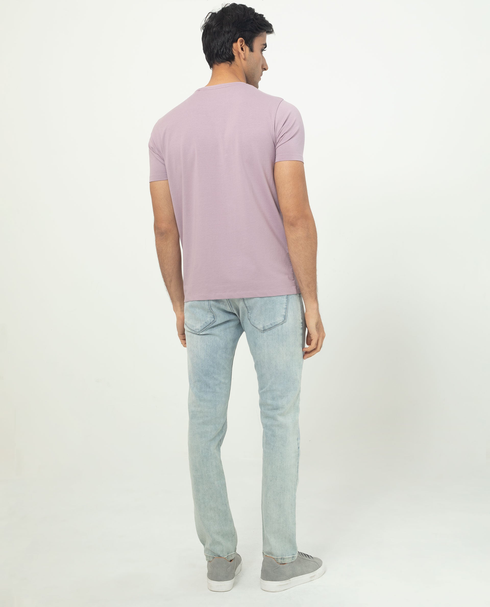 Rare Rabbit Men's Alanet Dusky Pink Crew Neck Half Sleeves Regular Fit Foil HD Print Branding T-Shirt - view 6