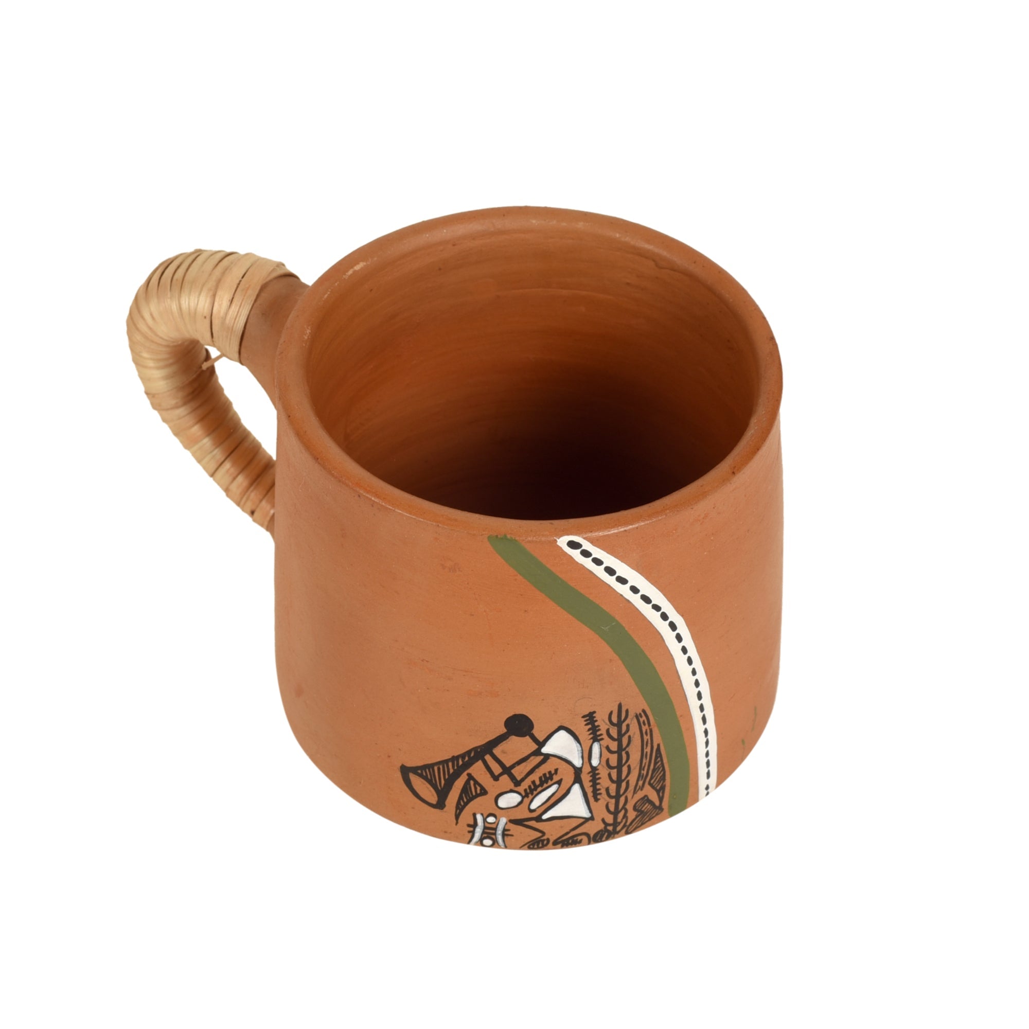 ART CREATIONS BY SUMAN SONTHALIA Brown - Knosh-J Earthen Cups with Caned Handle (Set of 6) - view 3