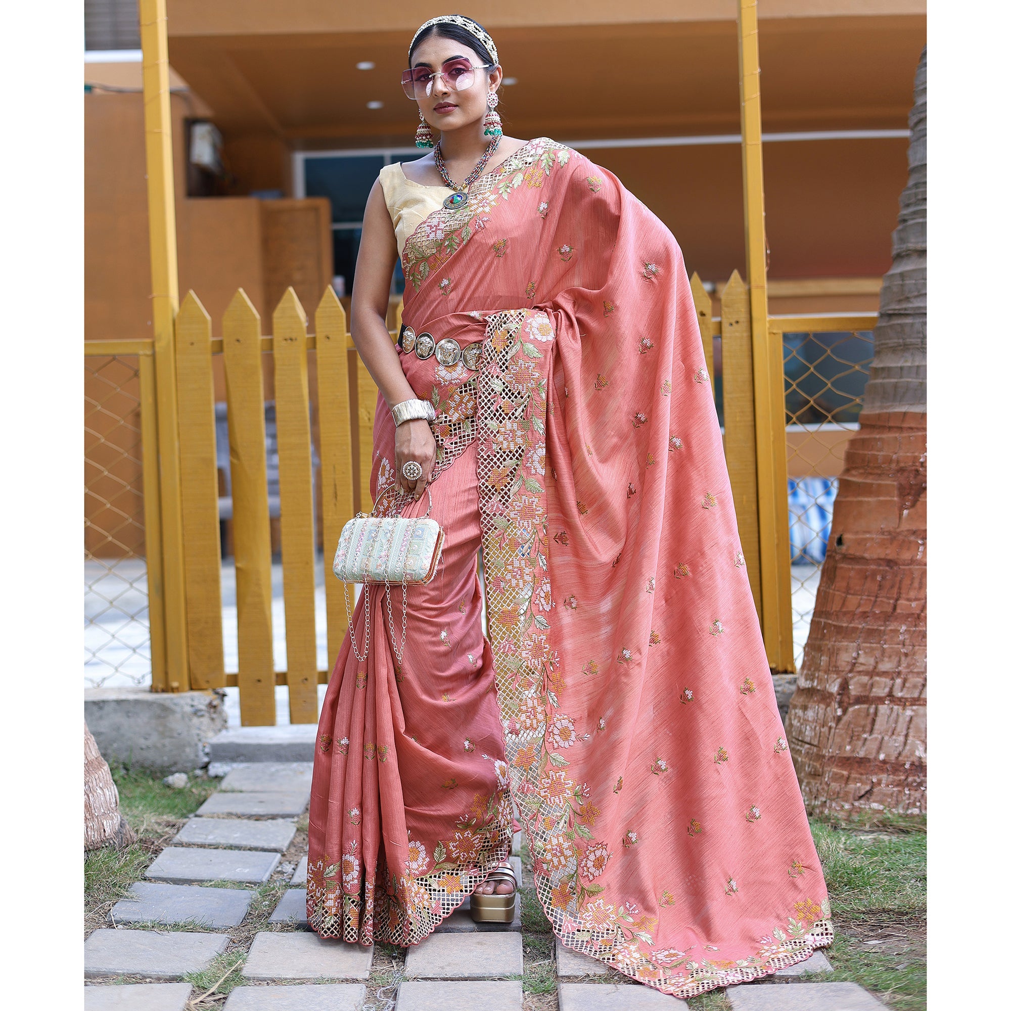 TASARIKA COUTURE Apeksha Pink Silk Handwork Saree