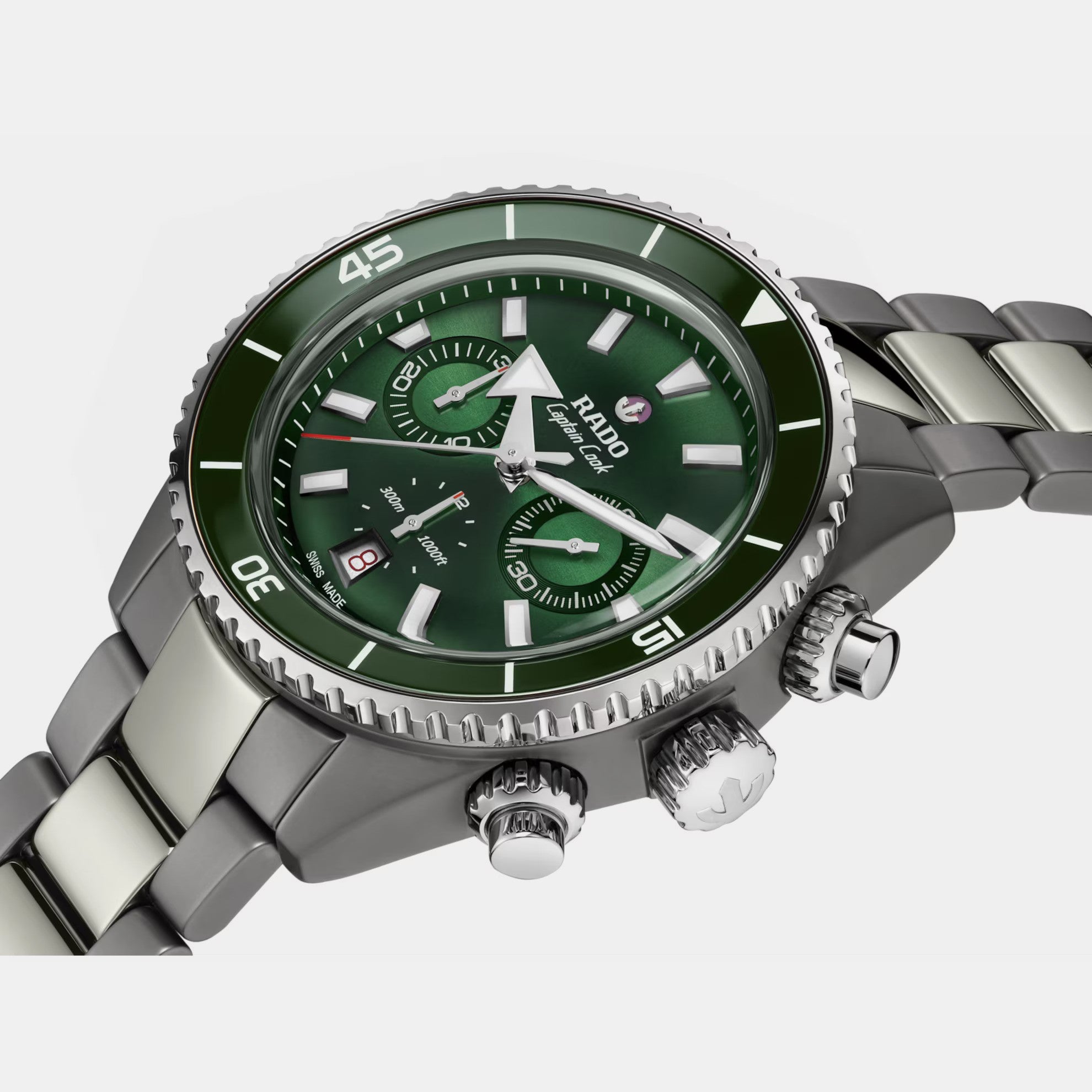 Rado Captain Cook Men Automatic Green Dial Chronograph Ceramic Watch R32189313 - view 2