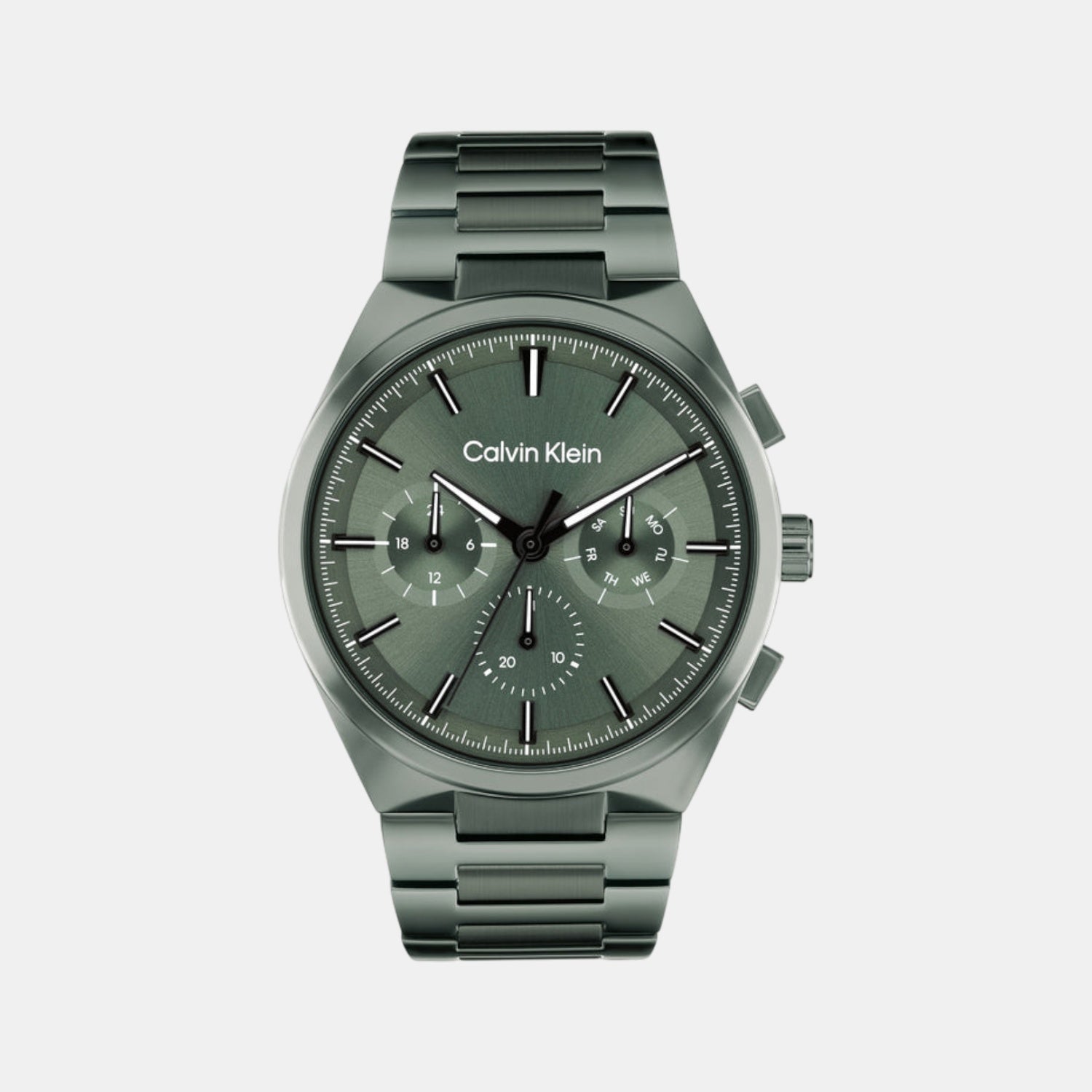 Calvin Klein Distinguish Men Quartz Green Dial Multi-Function Stainless Steel Watch 25200535