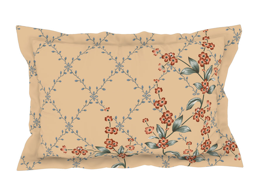 Spaces India Floral Whisper White - Cream 100% Cotton King Size Bedsheet - Lattice By Spaces - view 5