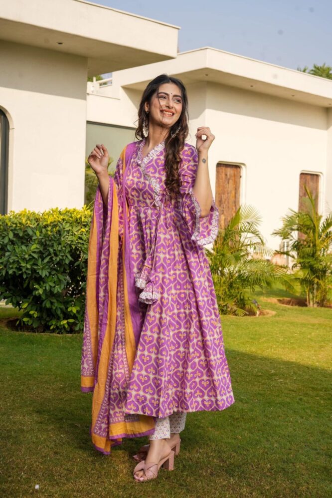 Idaho-o Zoya cotton angrakha suit set - view 2