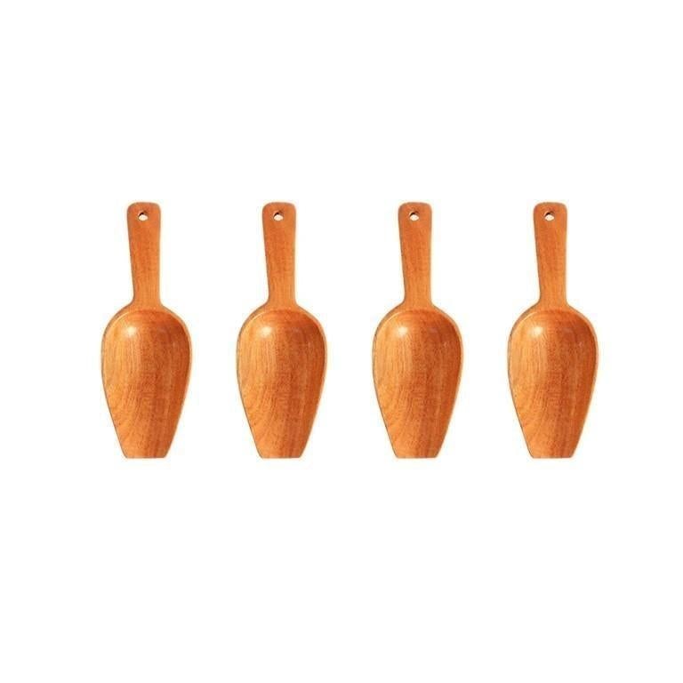 The Indus Valley Neem Wood Scoop Spoon for Measuring Flour/Grains/Rice/Sugar – Set of 4