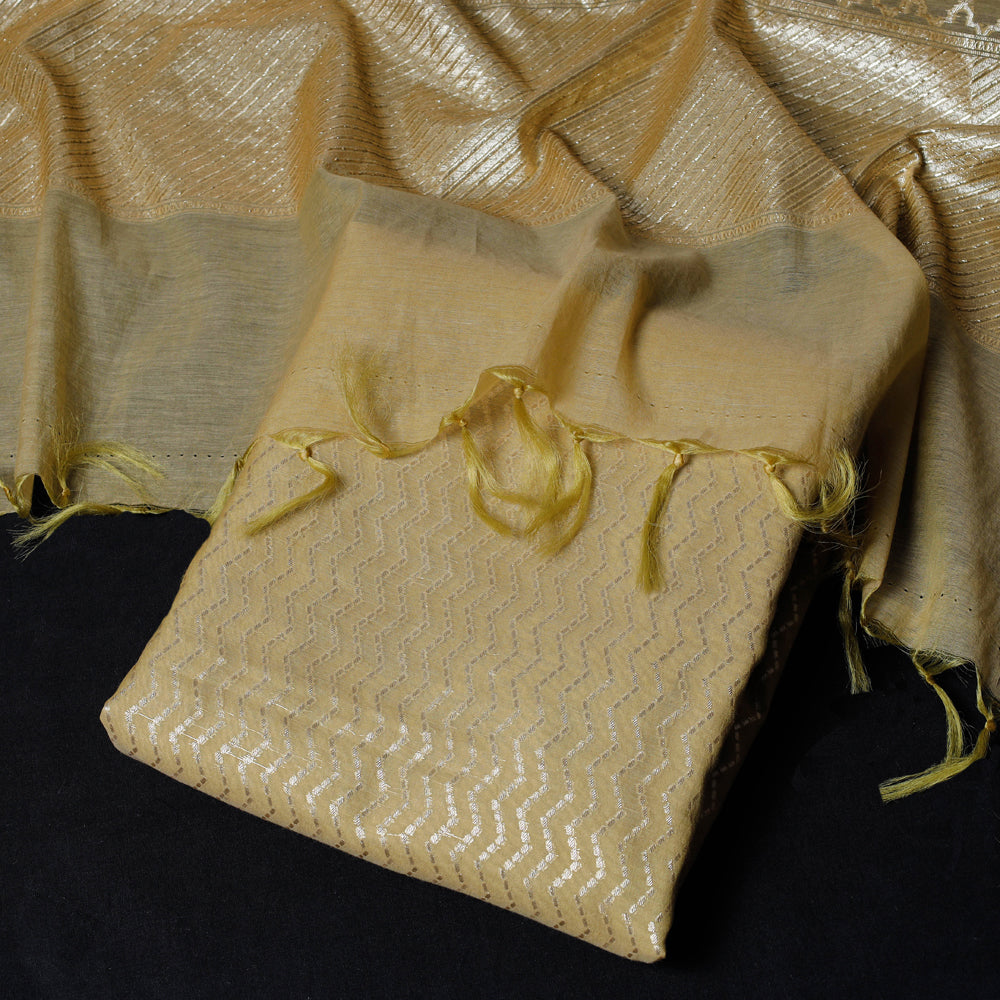 BANARASI BY MAQBUL HASAN Beige - 2pc Cotton x Viscose Zari Banarasi Dress Material - view 2