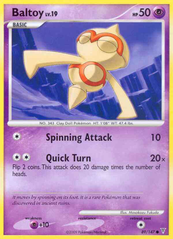 Common pl3-89 reverse – Pokémon Baltoy - 89/147 - Common [pl3-89] [Reverse Holo]