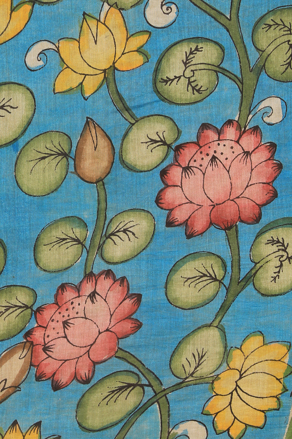 Kalanjali Kalamkari Hand-Painted Blue Saree – Women's - view 2