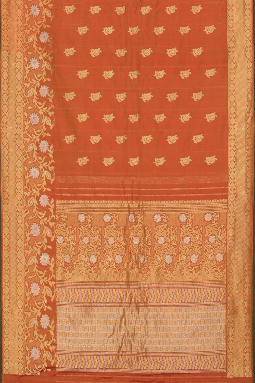 Kalanjali Gadwal Silk Mustard Saree – Women's - view 3
