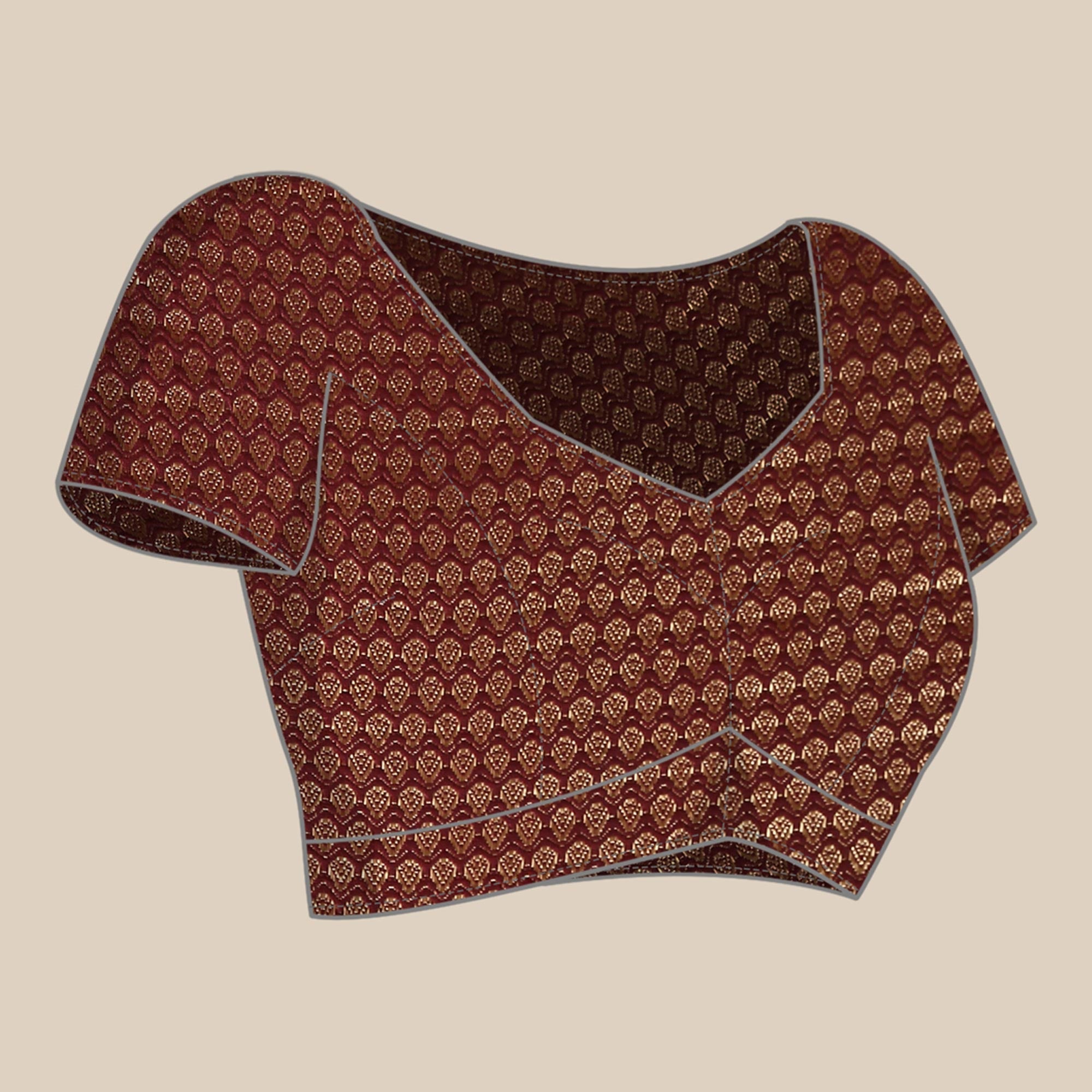 Peachmode Maroon Foil Printed With Fancy Border Chiffon Saree - view 7