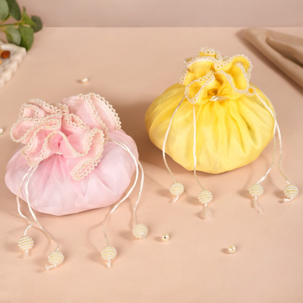 Nestasia Set Of 2 Pearl Embellished Potli Bags