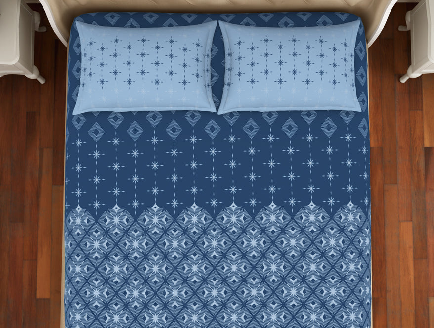 Spaces India Geometric Lichen Blue - Light Blue 100% Cotton King Size Bedsheet - Anti Bacterial By Welspun - view 3