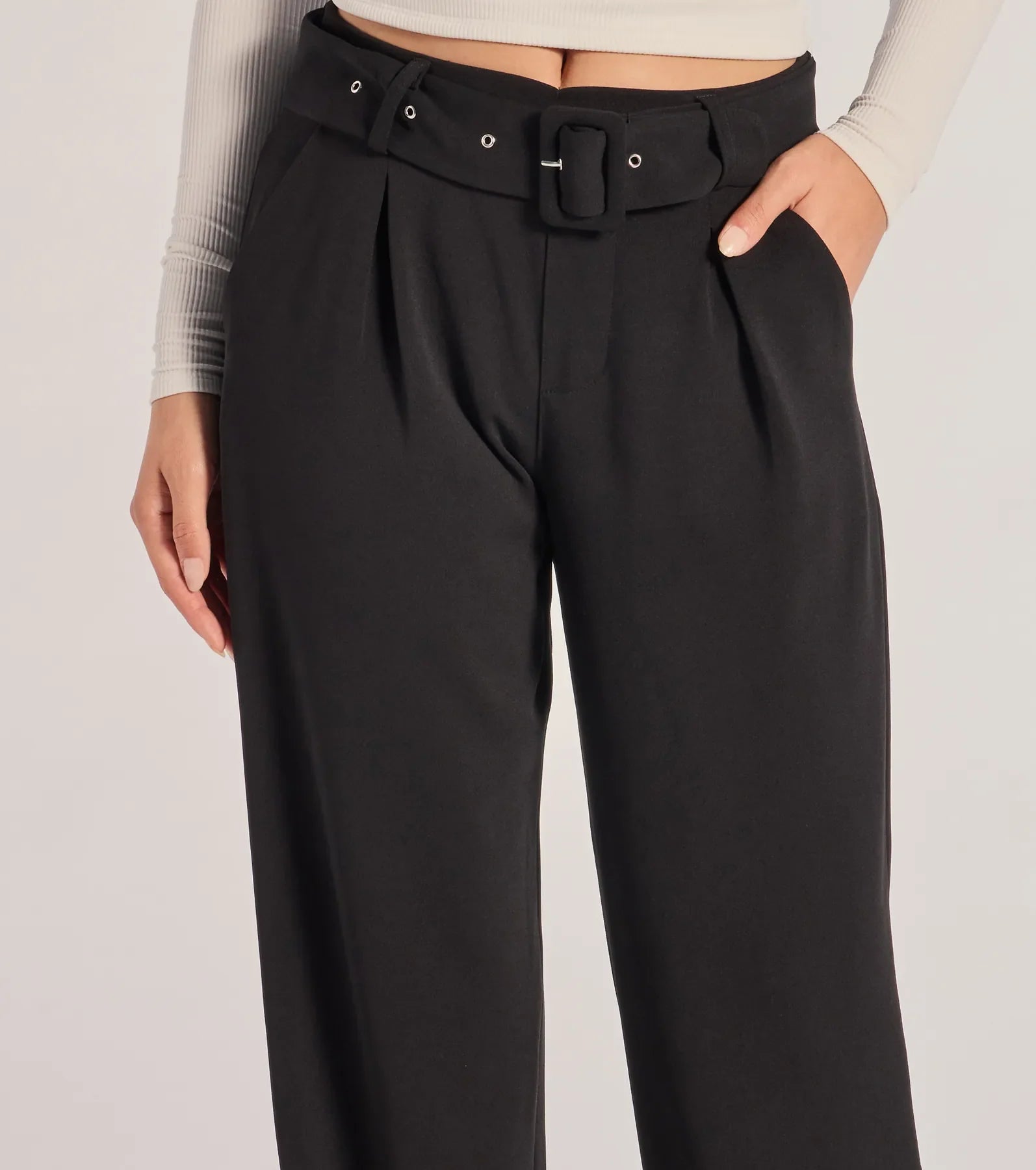 Windsor Sleek Impression Belted Straight-Leg Trouser Pants - view 4