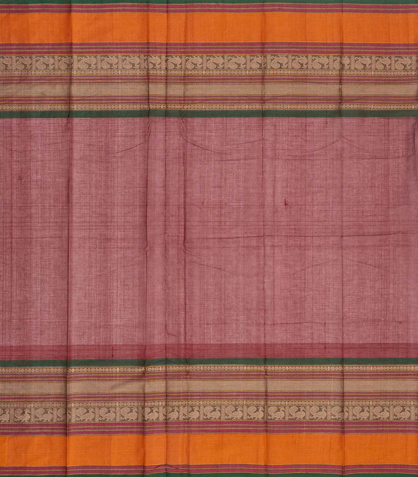 RmKV Crimson Handloom Kanchi Cotton Saree With Contrast Border - view 4