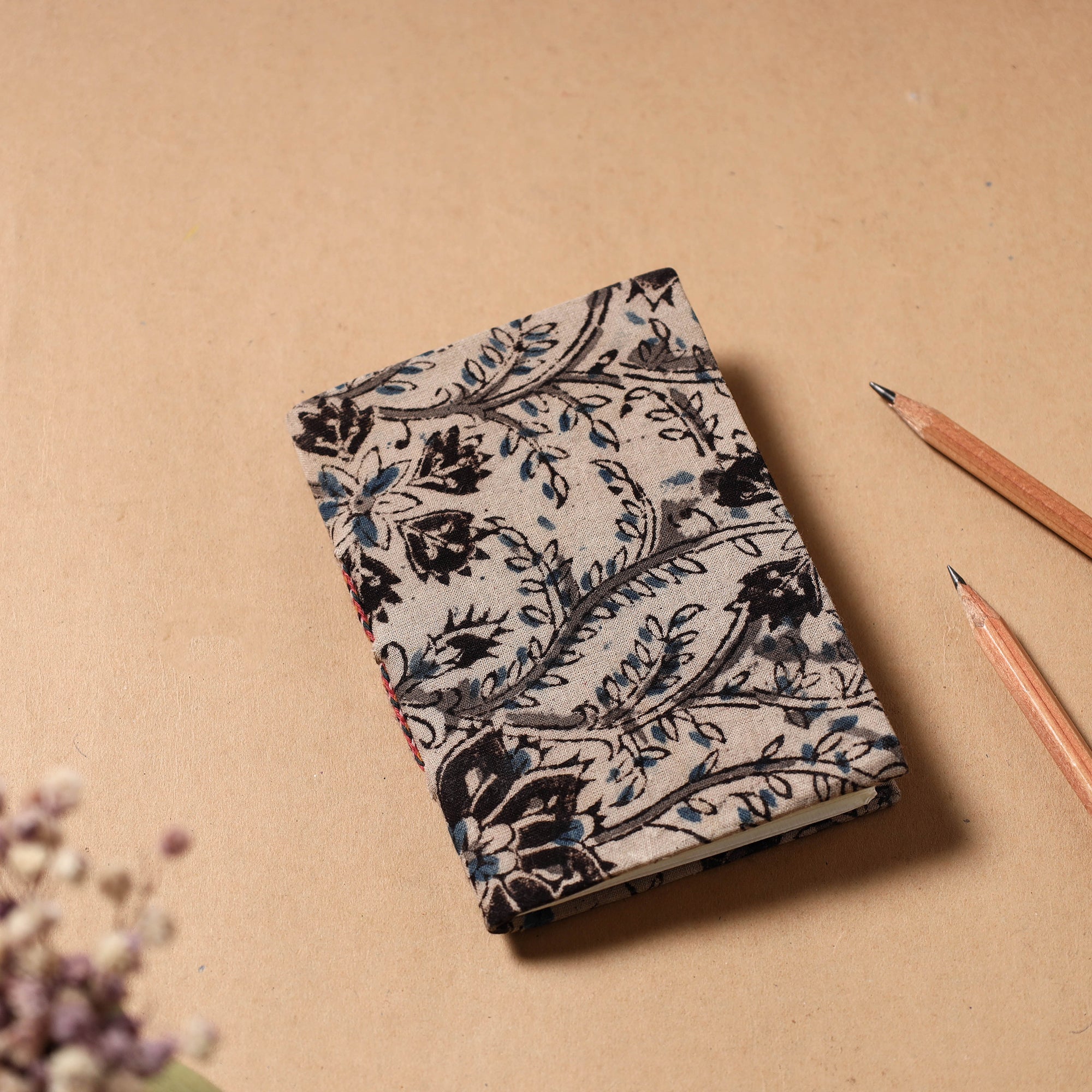 BINDAAS UNLIMITED Beige - Kalamkari Fabric Cover Handmade Paper Notebook (5 x 3 in)