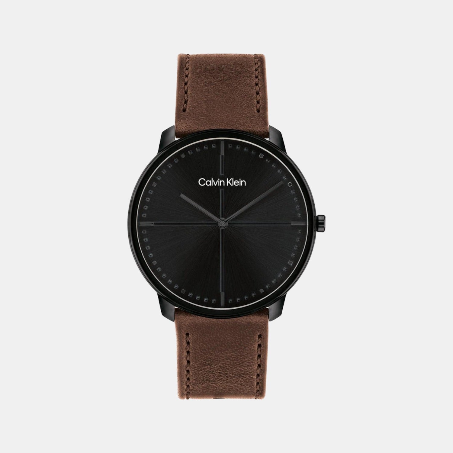 Calvin Klein Ck Iconic Men Quartz Black Dial Analog Leather Watch 25200155