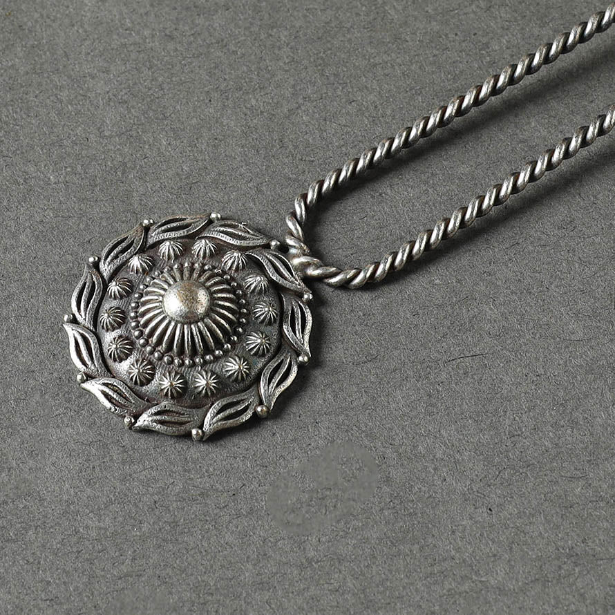 WHITE RIVER STORIES Antique Silver Finish Oxidised Brass Base Juda Pin - view 2