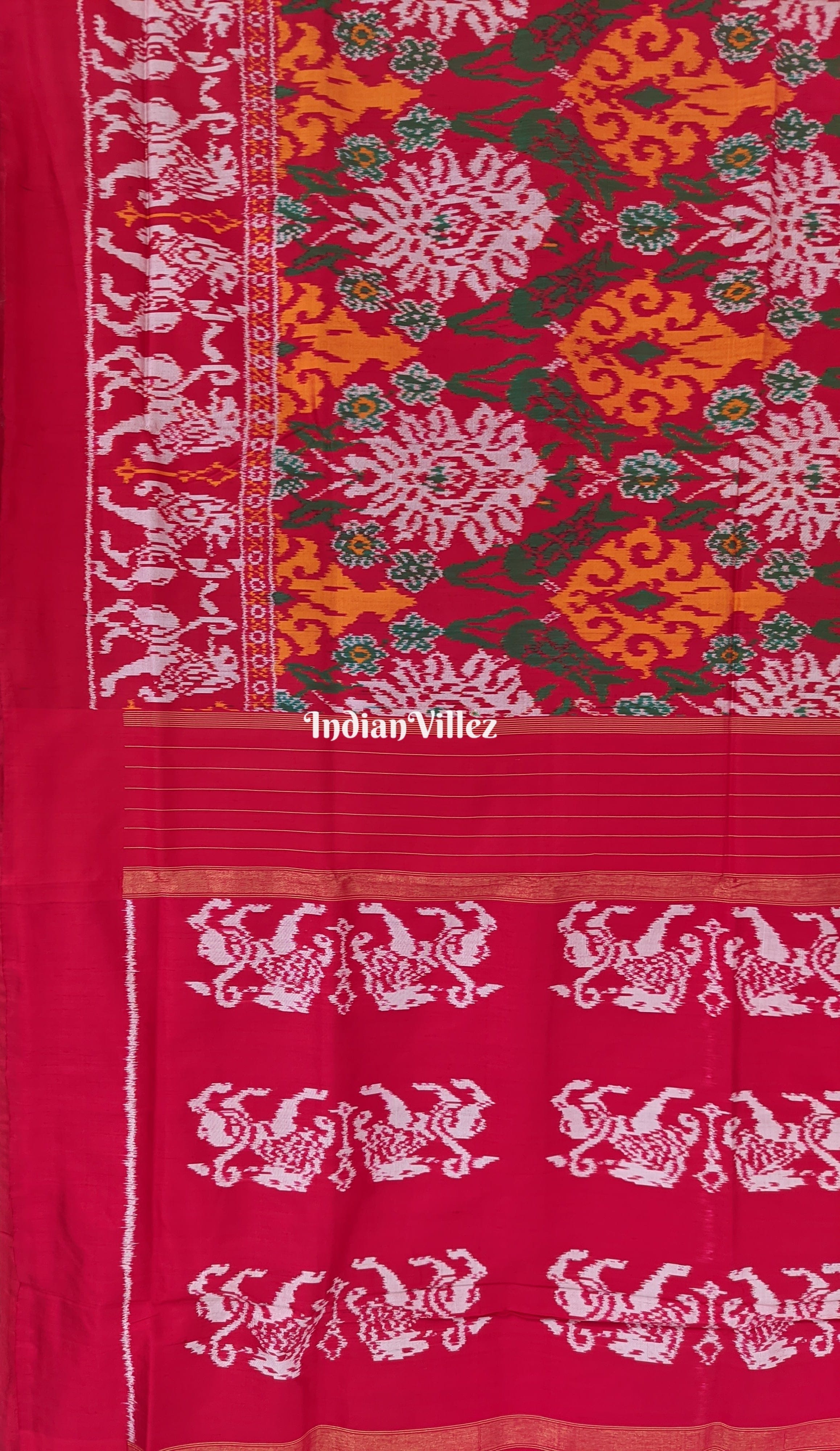 IndianVillèz Multicolored Floral Design Silk Handloom Pochampally Ikat Saree - view 4