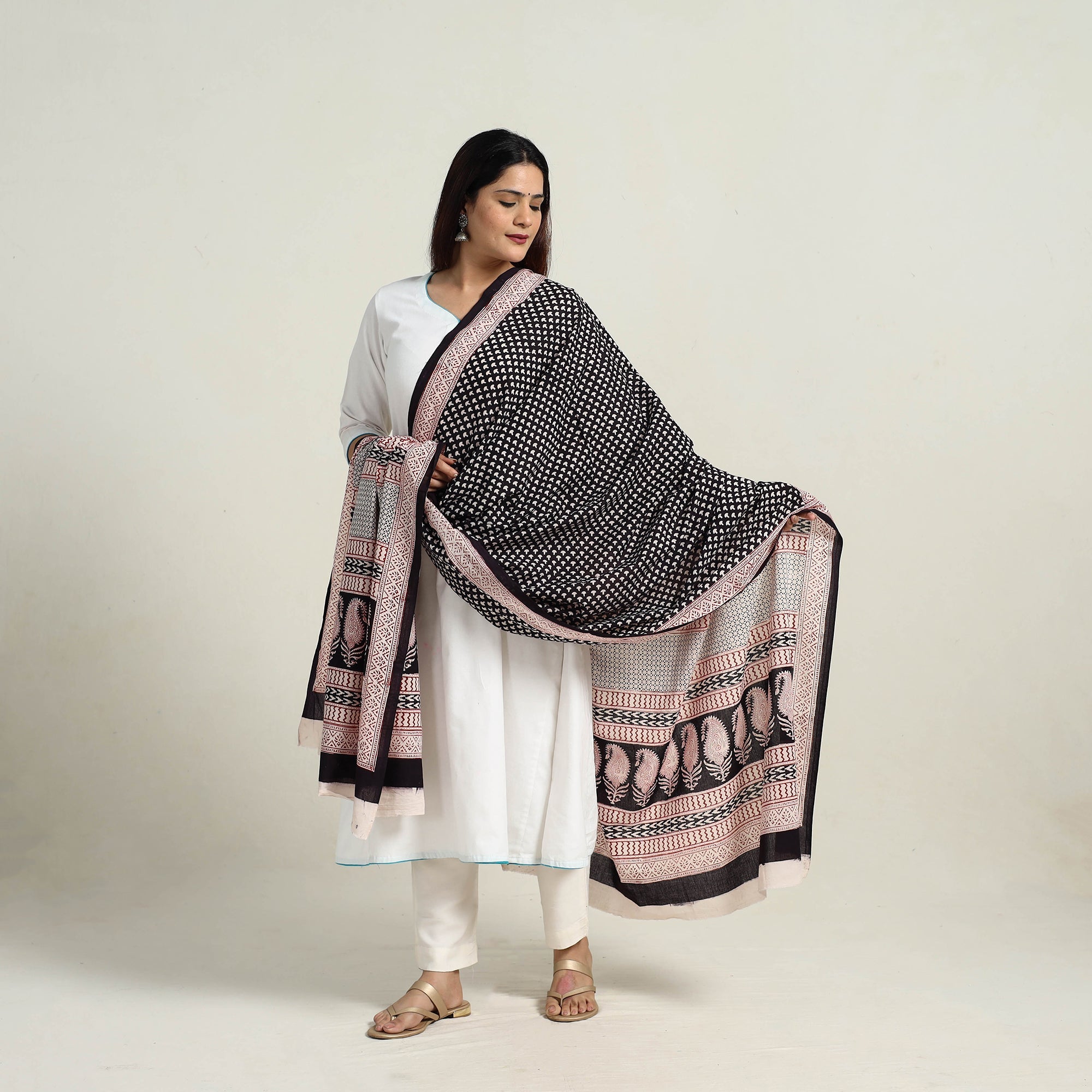 BAGH PRINTS BY MOHAMMED RAFIK KHATRI Black - Natural Dyed Hand Block Print Cotton Bagh Dupatta 02 - view 2