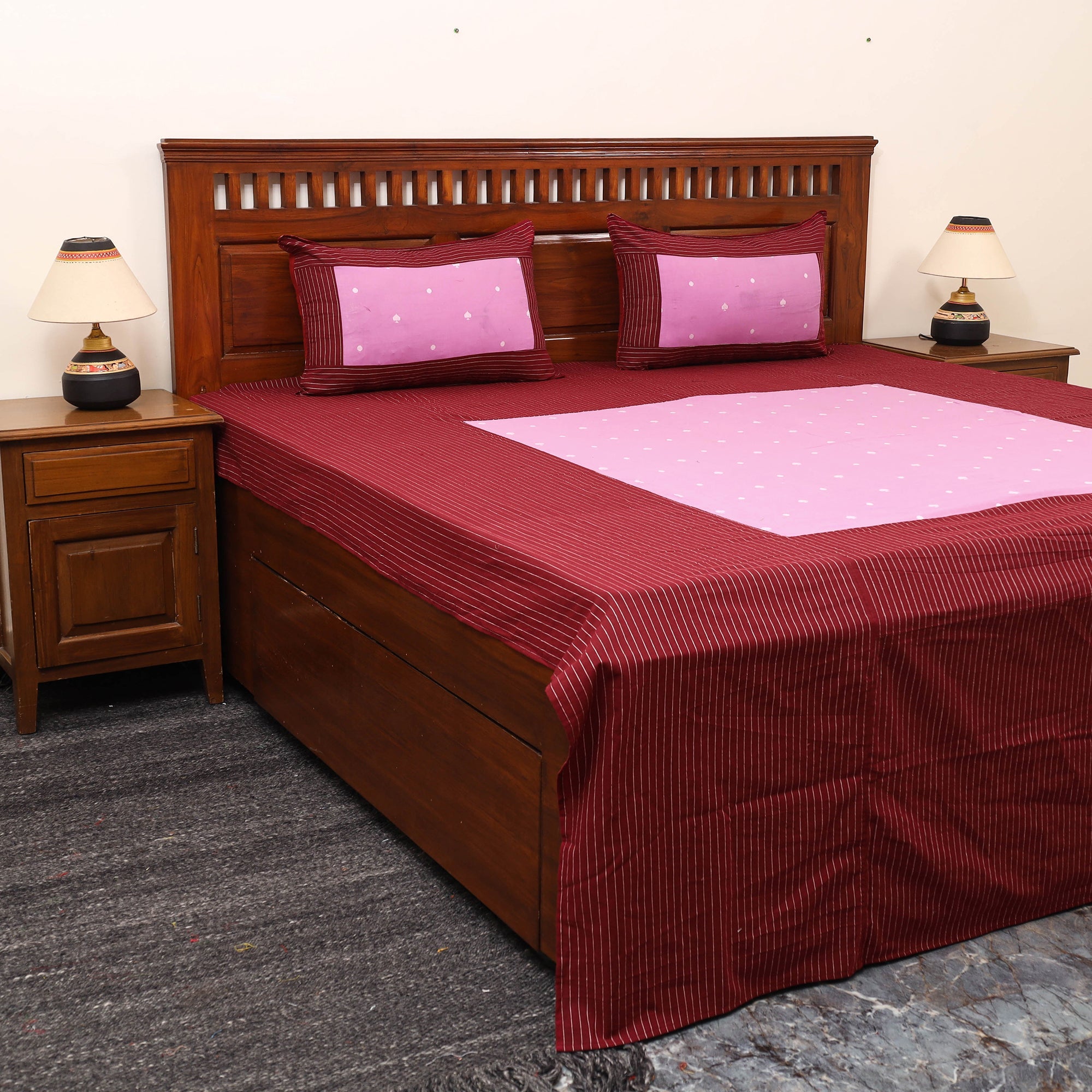 SOUTH KARGHA Patchwork Cotton Double Jacquard Bedsheet Set 19