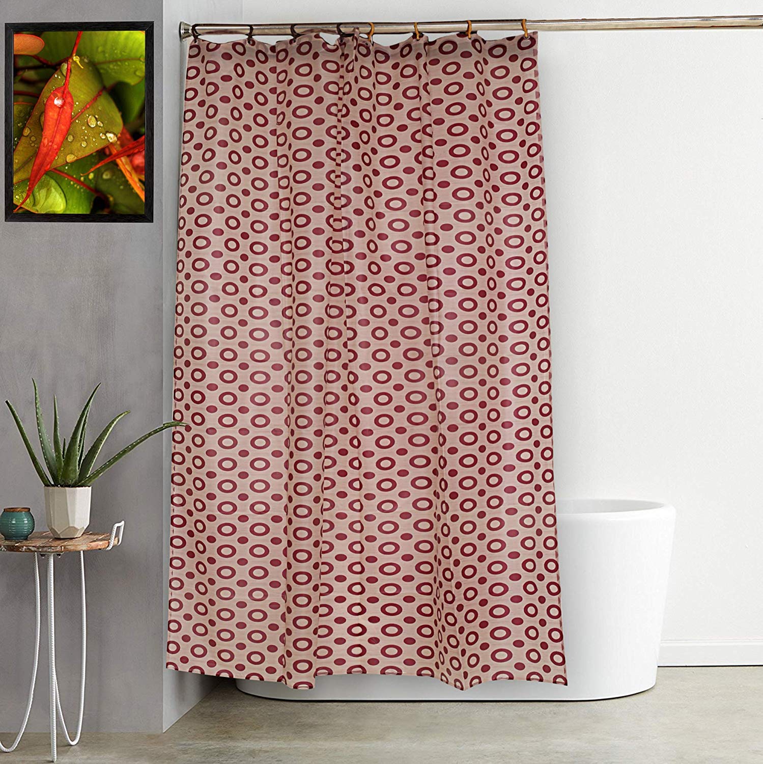 Kuber Industries CTKTC33751 Circle Design Waterproof PVC Shower Curtain with 8 Hooks (Pink, 54 inch x 84 inch) - view 5