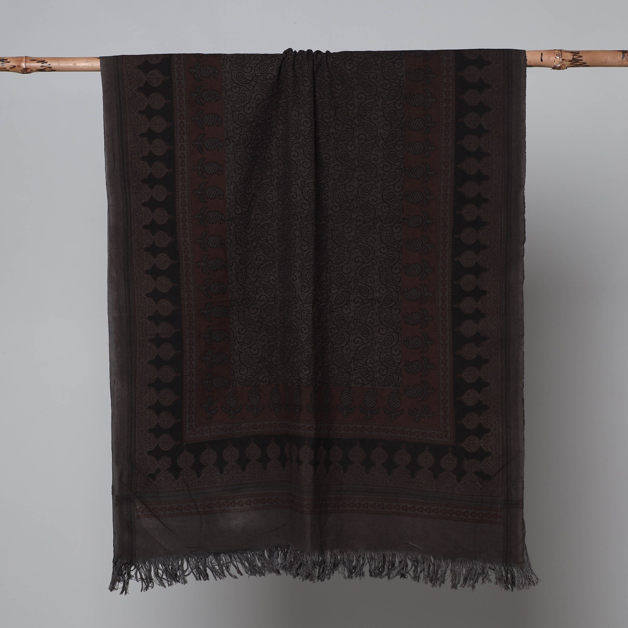 BAGH PRINTS BY UMAR FARUK KHATRI Black - Bagh Hand Block Printed Handloom Cotton Towel - view 2