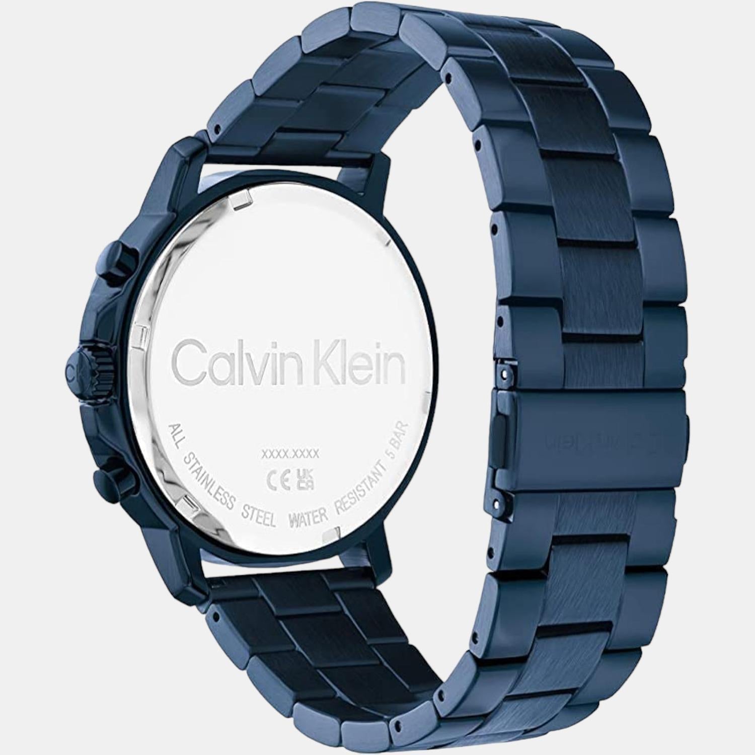 Calvin Klein Gauge Sport Men Quartz Blue Dial Chronograph Stainless Steel Watch 25200068 - view 3
