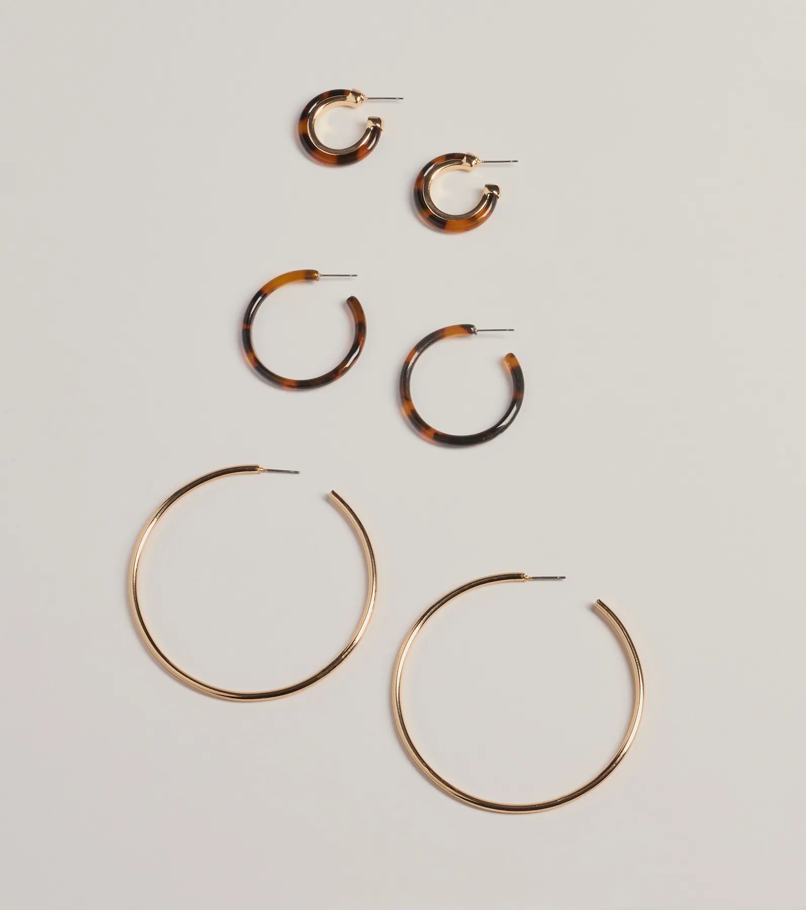 Windsor Trendy Three-Pack Tortoise Hoop Earrings Set