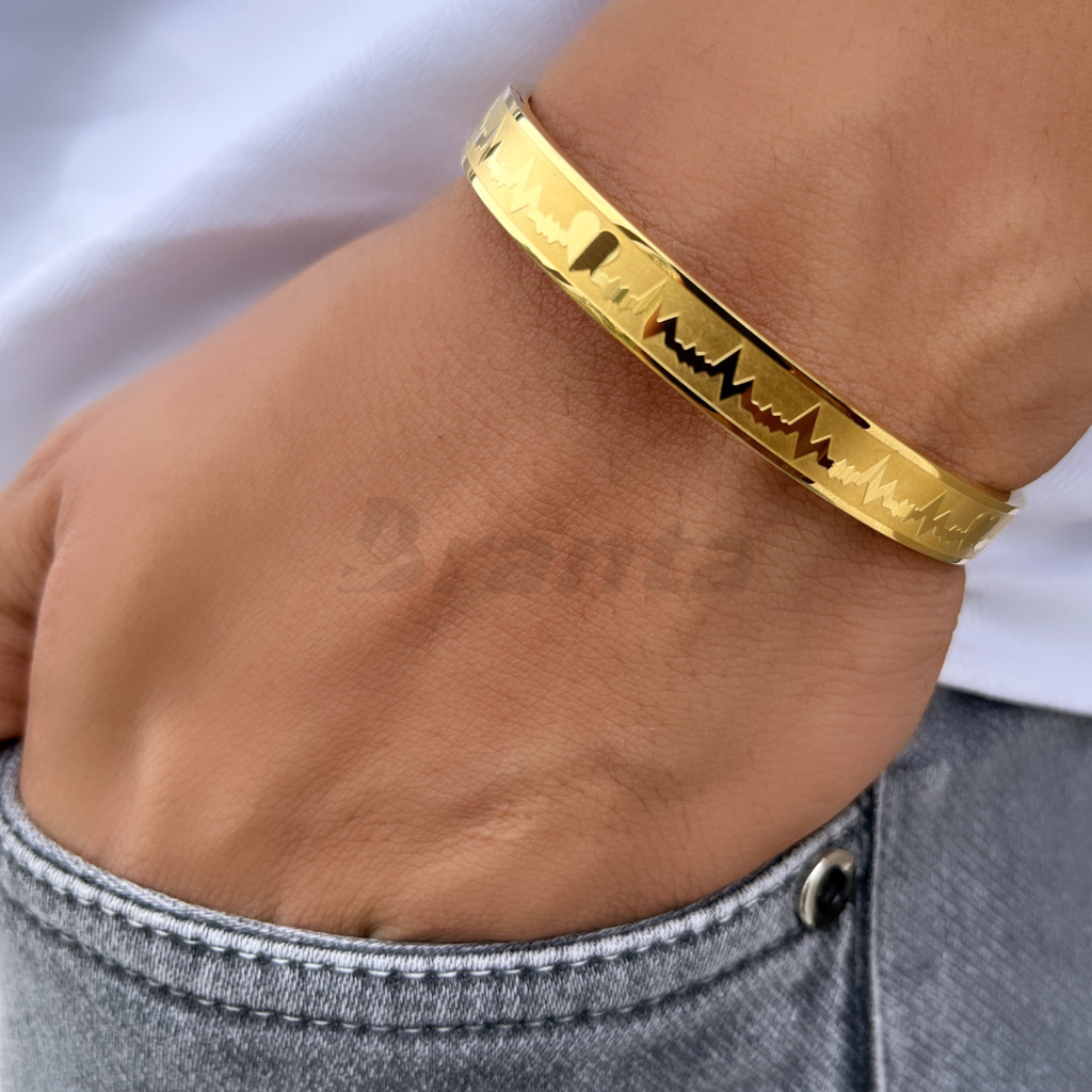 Branta Heartbeat Lifeline Gold Men's Bracelet - view 2